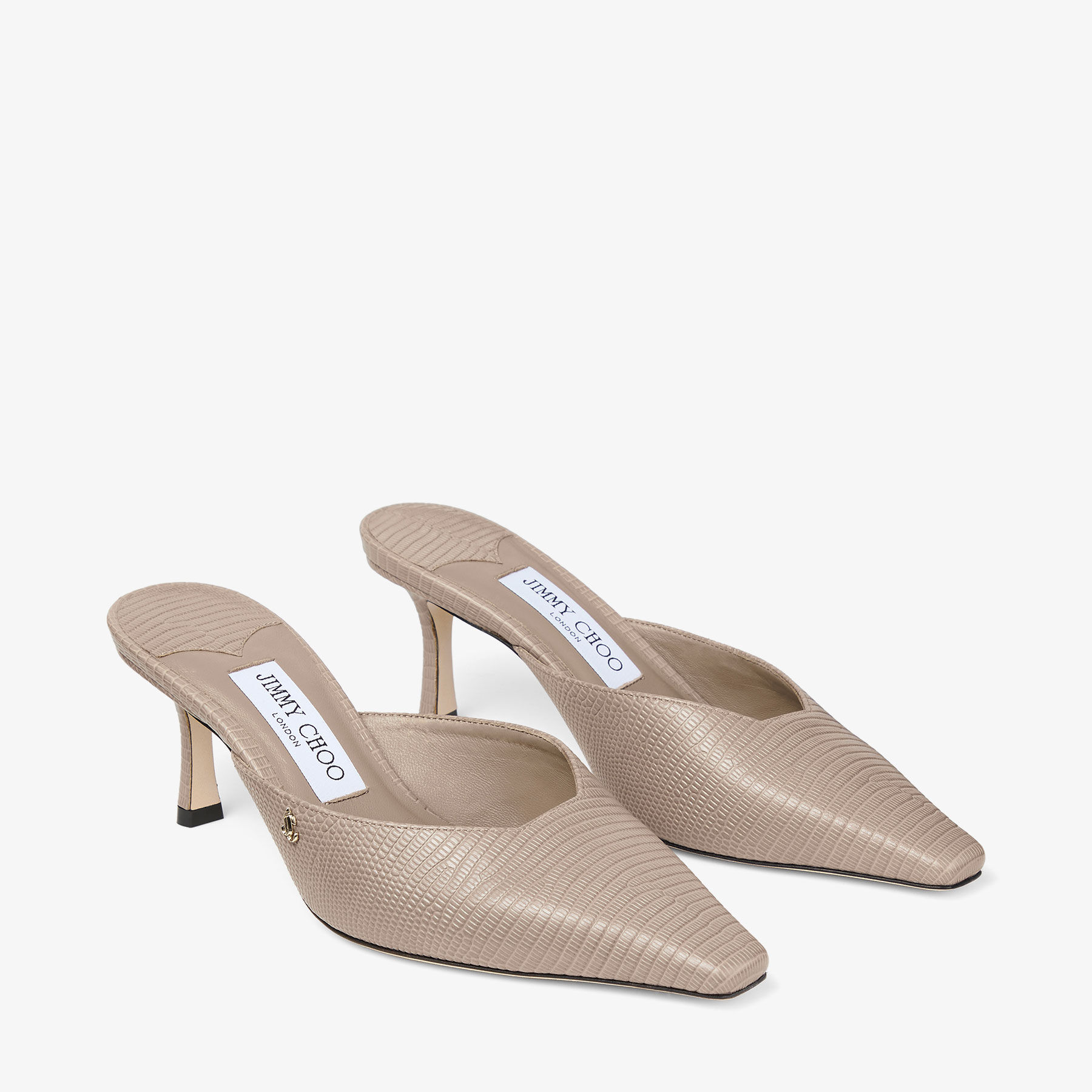 Vivi 65 | Taupe Lizard Printed Leather Mules | JIMMY CHOO