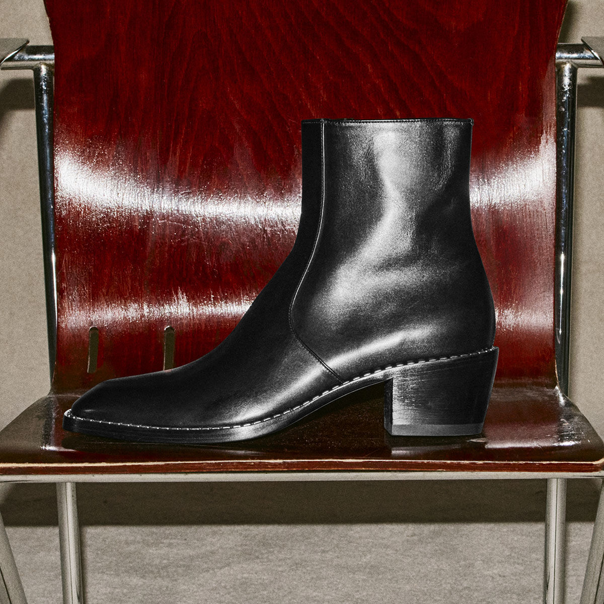 Wilder Boot | Black Calf Leather Ankle Boots with Metal Detail