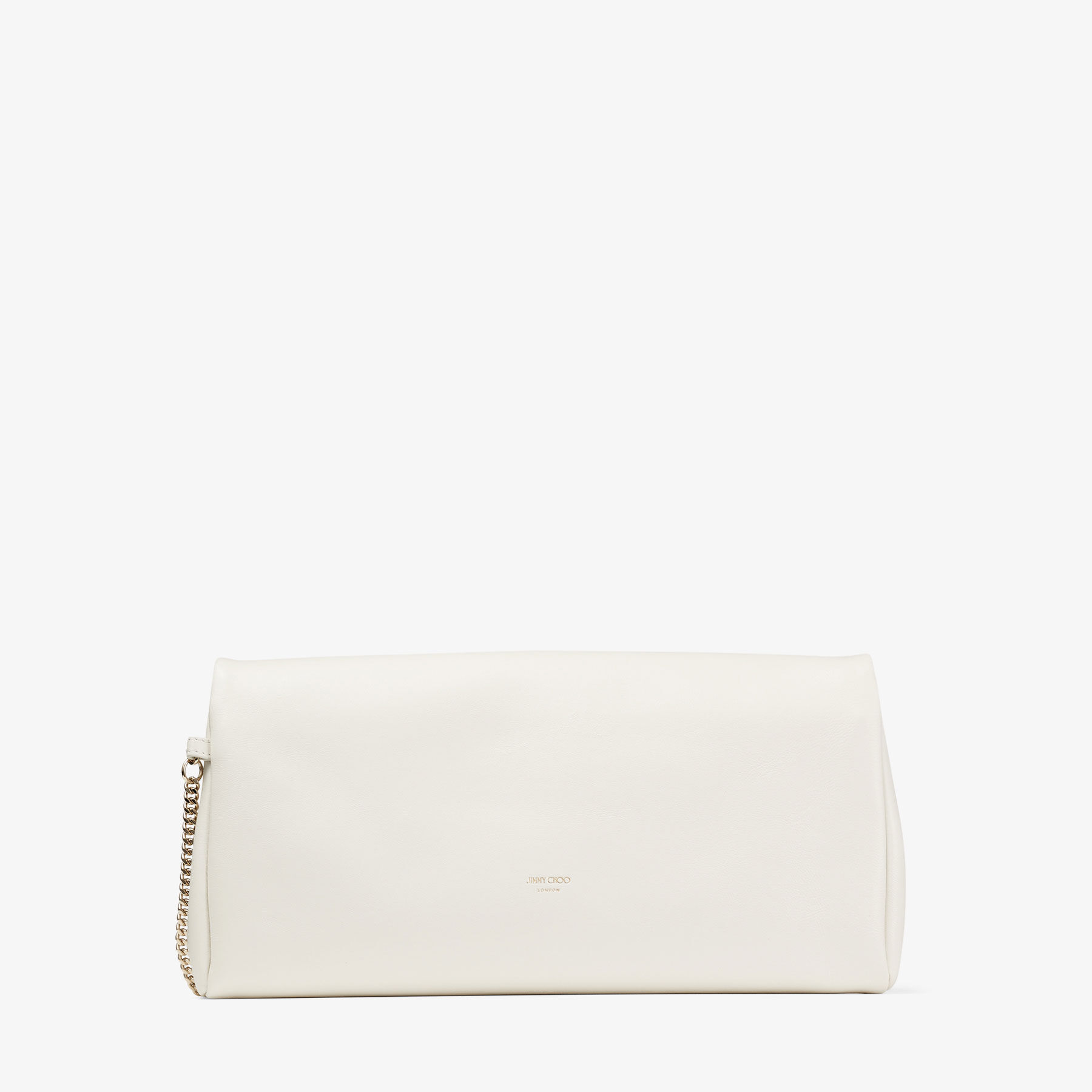 JIMMY CHOO Xandra ナッパレザークラッチバッグ Xandra | Latte Nappa Leather Clutch Bag with Crystal Bangle