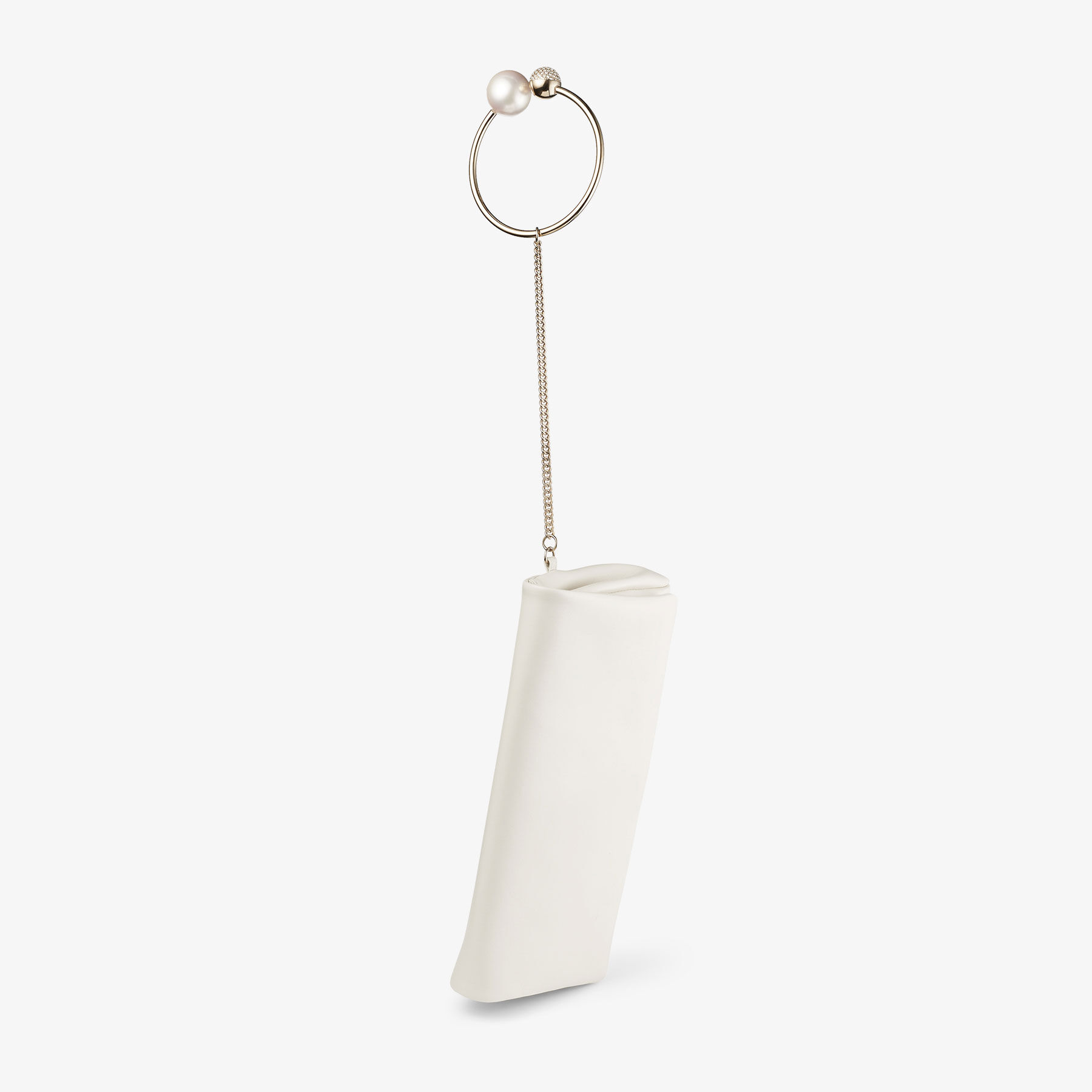 Xandra | Latte Nappa Leather Clutch Bag with Crystal Bangle