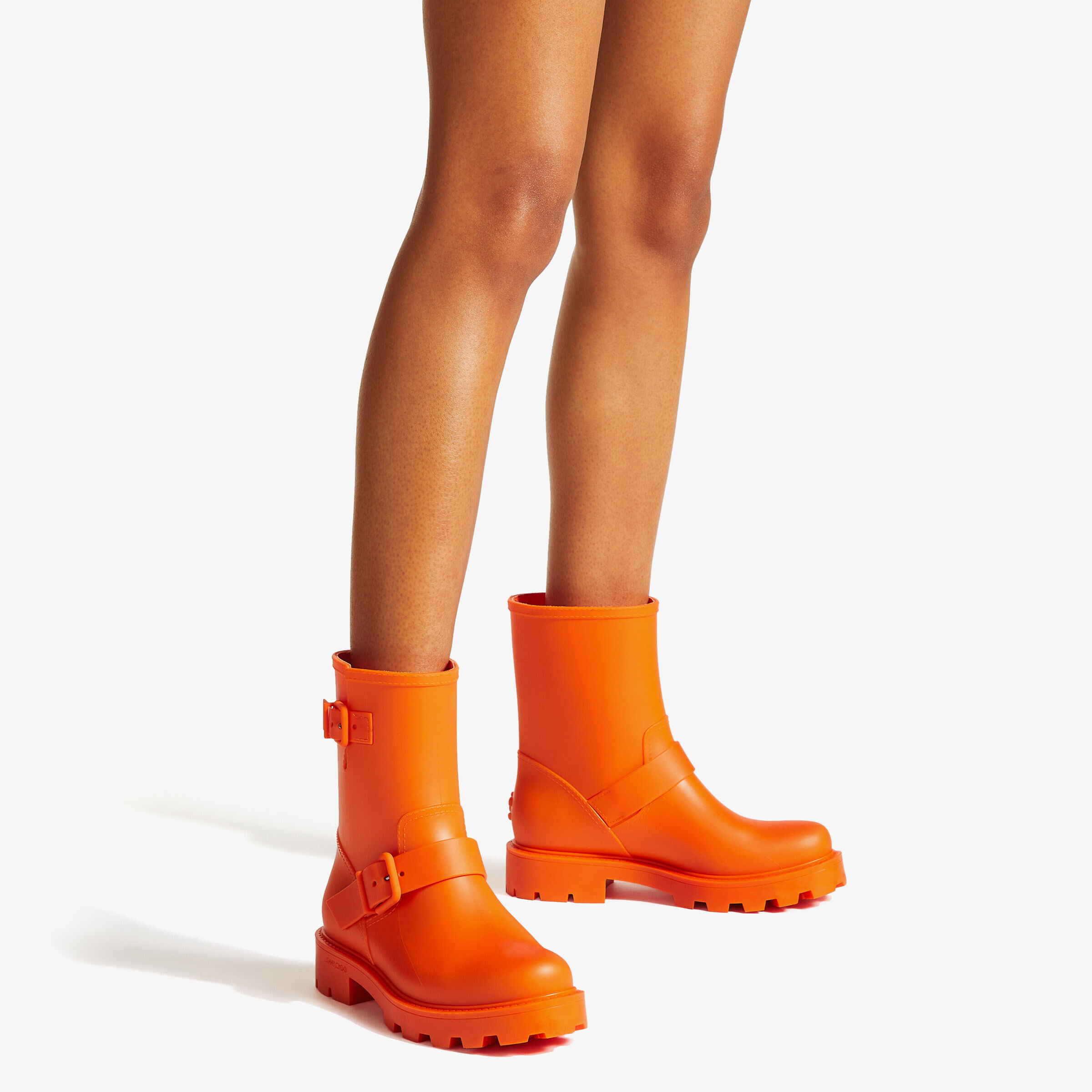 Amber Orange Biodegradable Rubber Rain Boots | YAEL FLAT