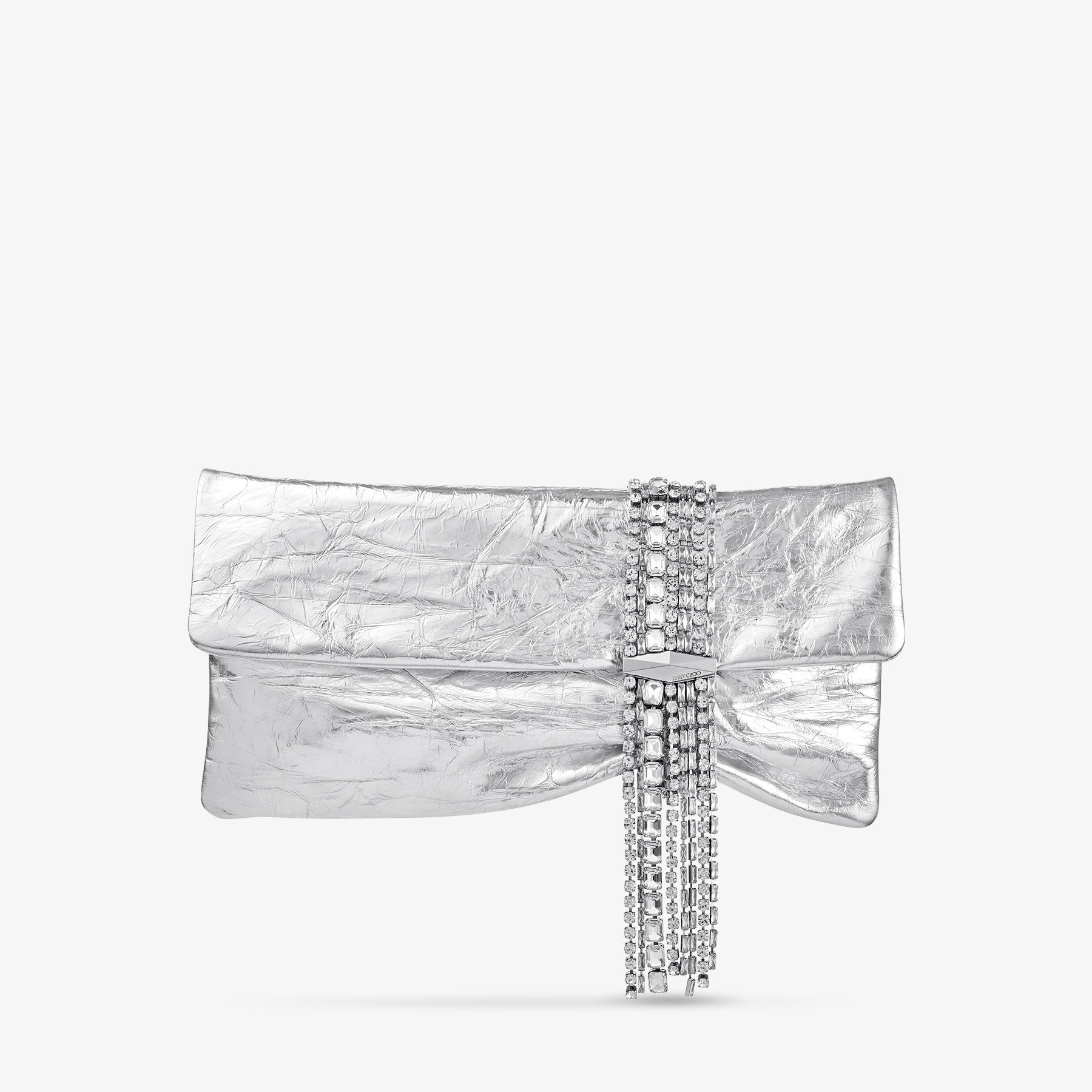 Zandra | Silver Vintage Metallic Leather Clutch Bag | JIMMY CHOO