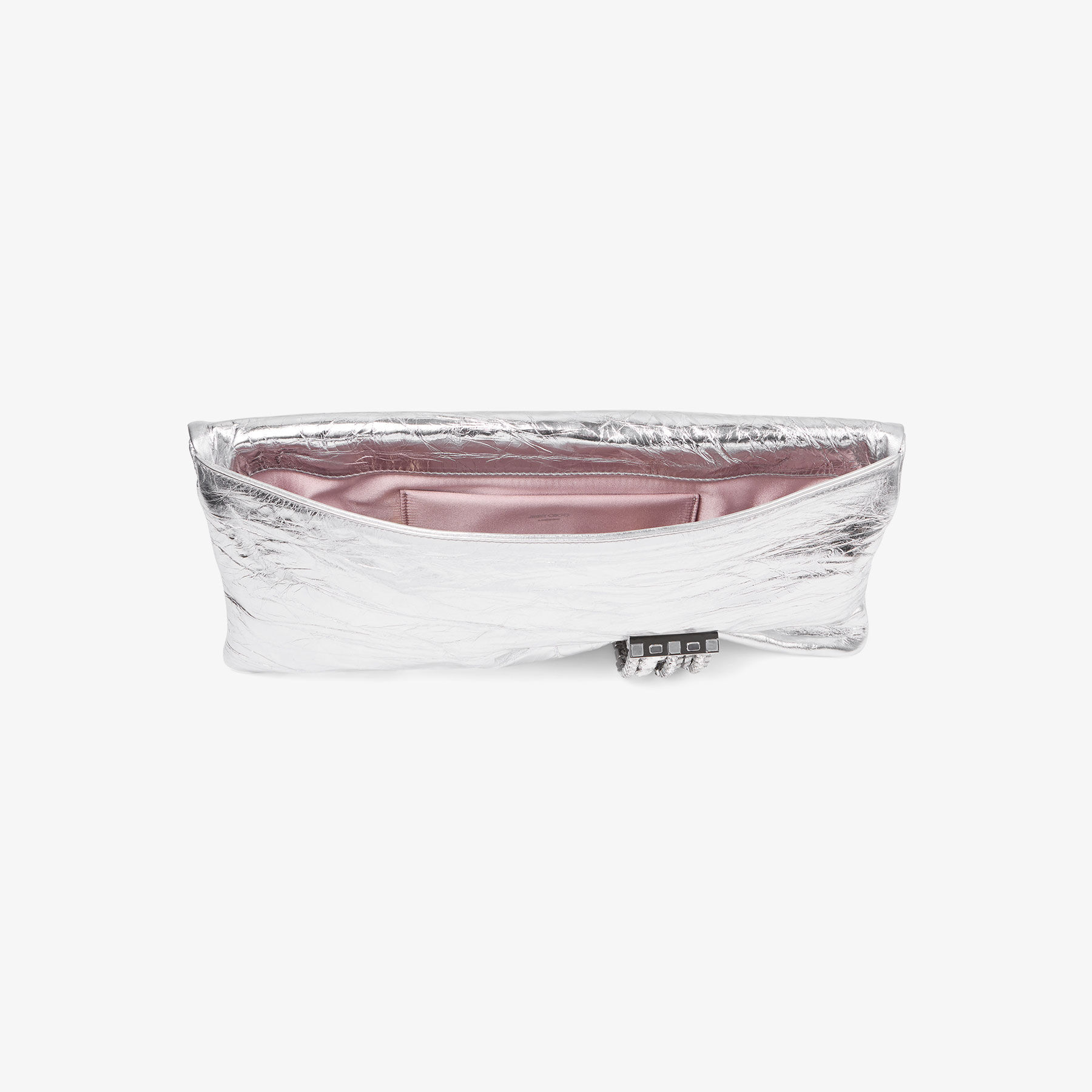 Zandra | Silver Vintage Metallic Leather Clutch Bag | JIMMY CHOO