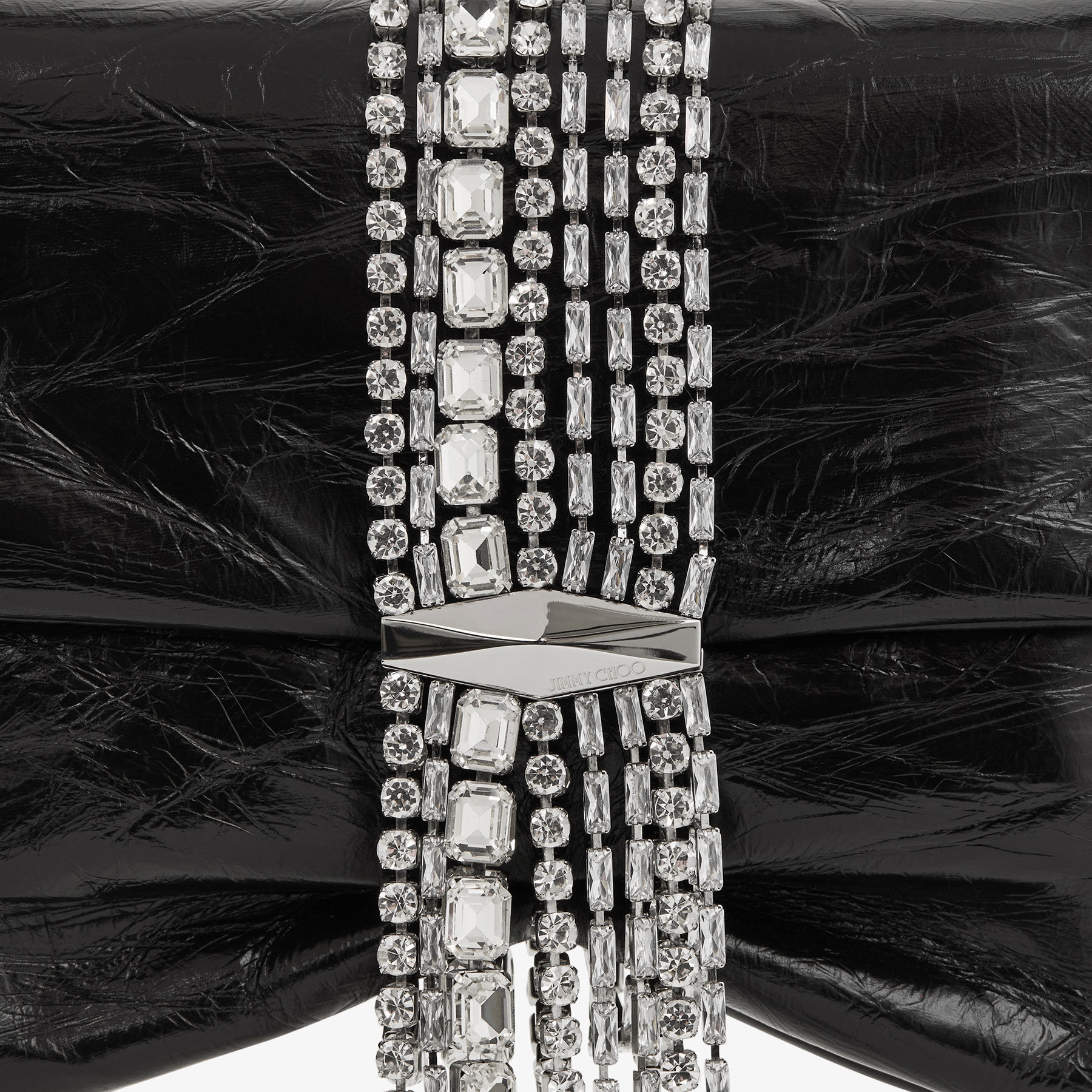 JIMMY CHOO Zandra Shoulder クリスタルメタリック レザーバッグ JIMMY CHOO Zandra crystal-embellished leather shoulder bag