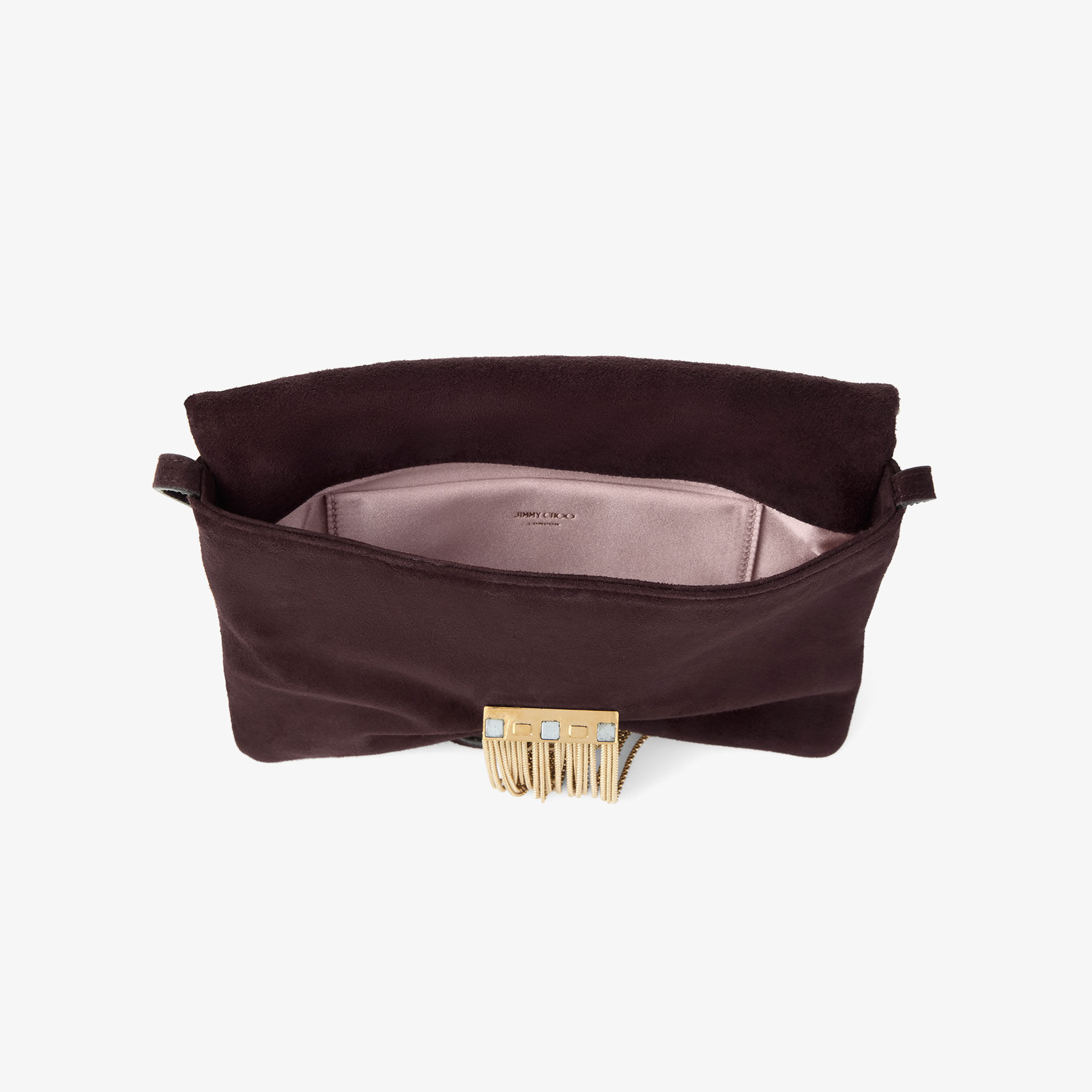 Zandra Shoulder | Deep Merlot Suede Shoulder Bag with Chain