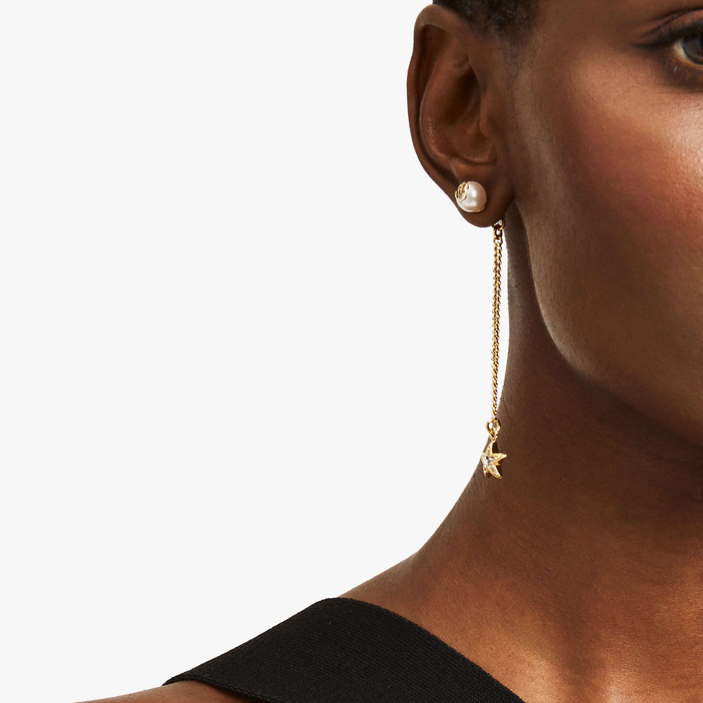 【Jimmy Choo】JC Star Drop Earrings Gold-Finish Metal Crystal Star Drop Earrings | JC Star Drop
