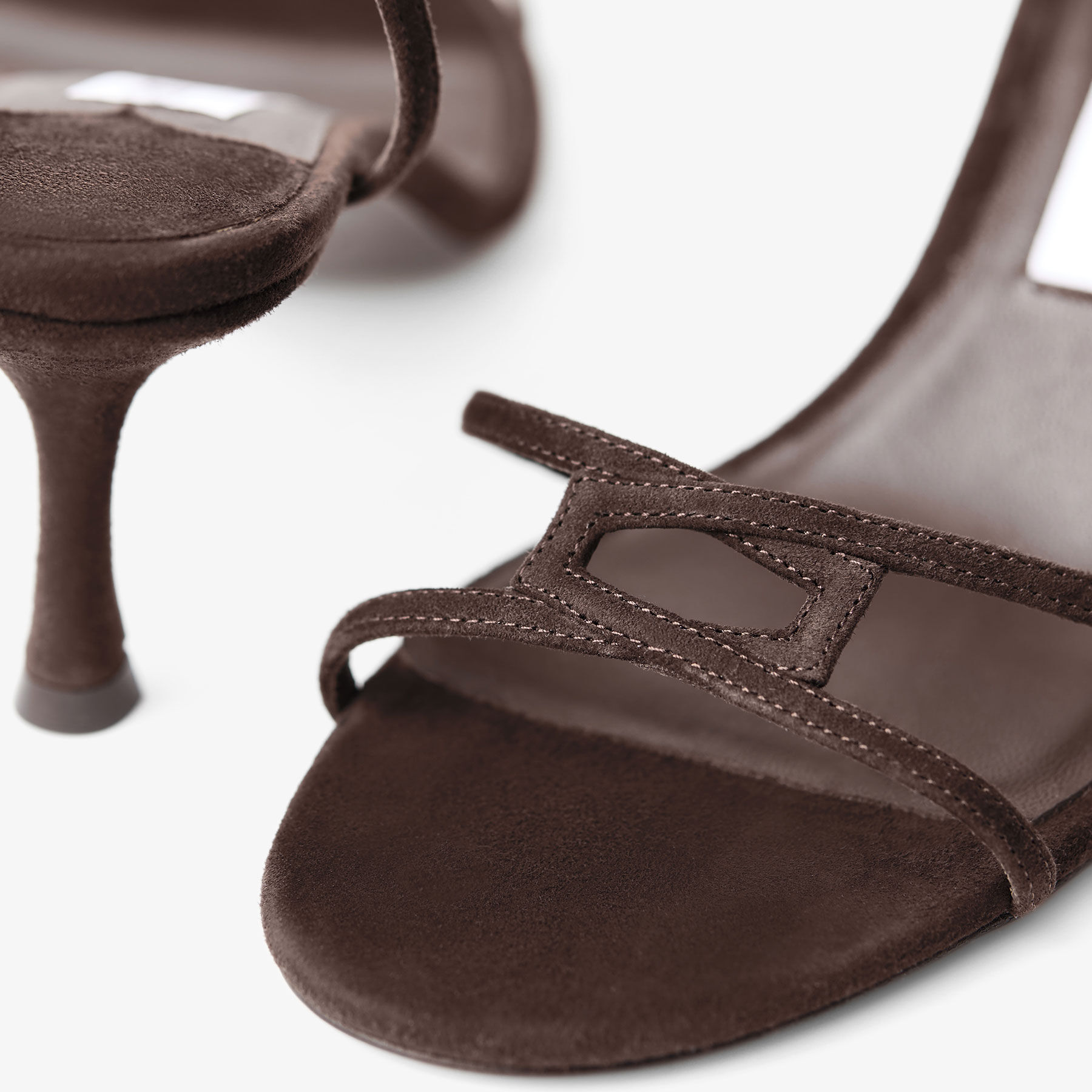サンダル・ミュール Jimmy Choo Brown Suede Leo 65 Sandals 1998 Leo 65 |Chocolate Suede Sandal | JIMMY CHOO