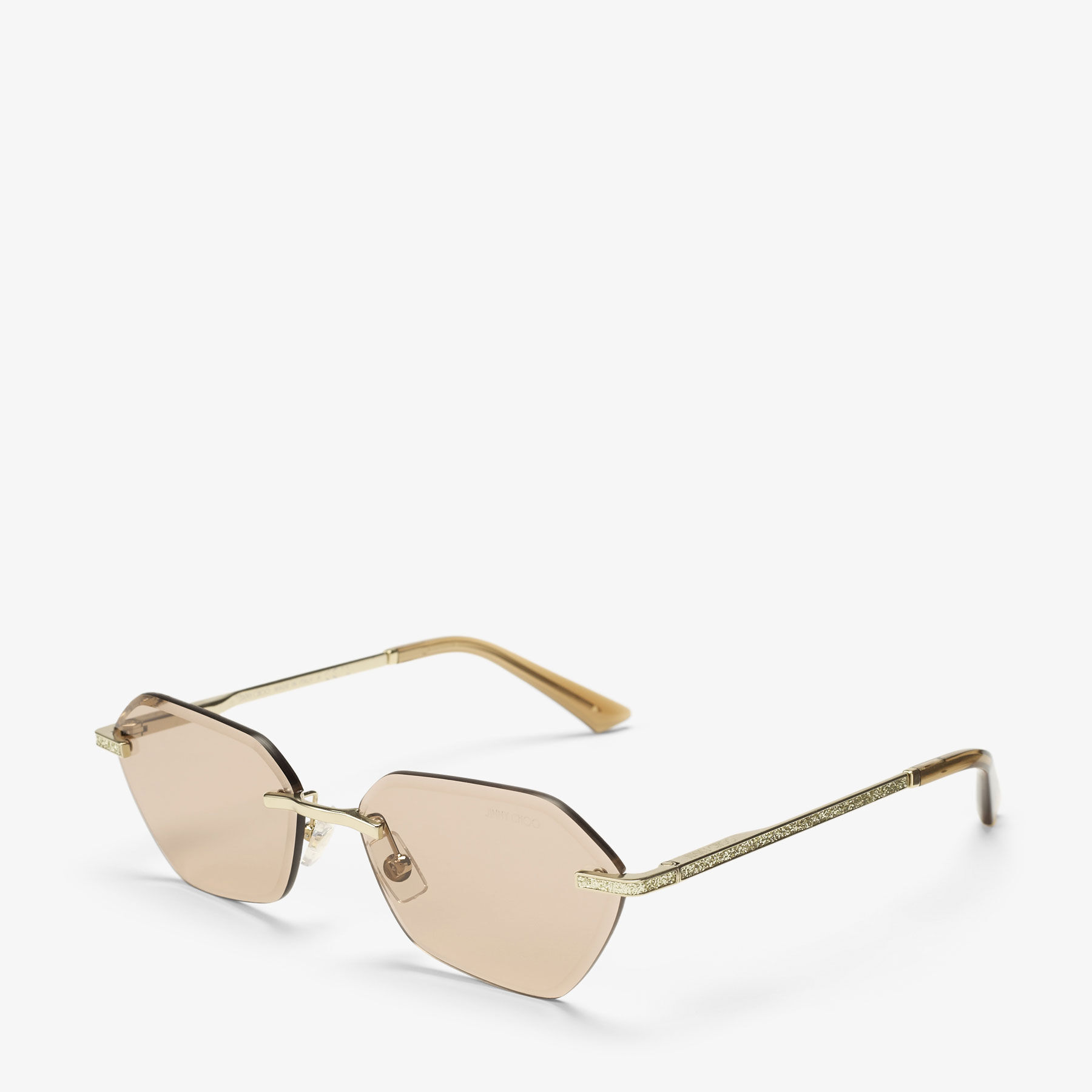Jimmy Choo Oversized‎ Gold-Tone Sunglasses with Beaded Temples - NWT Jimmy Choo Sunglasses + Jewelry Gift Set L (59 - 16) with  main image 4