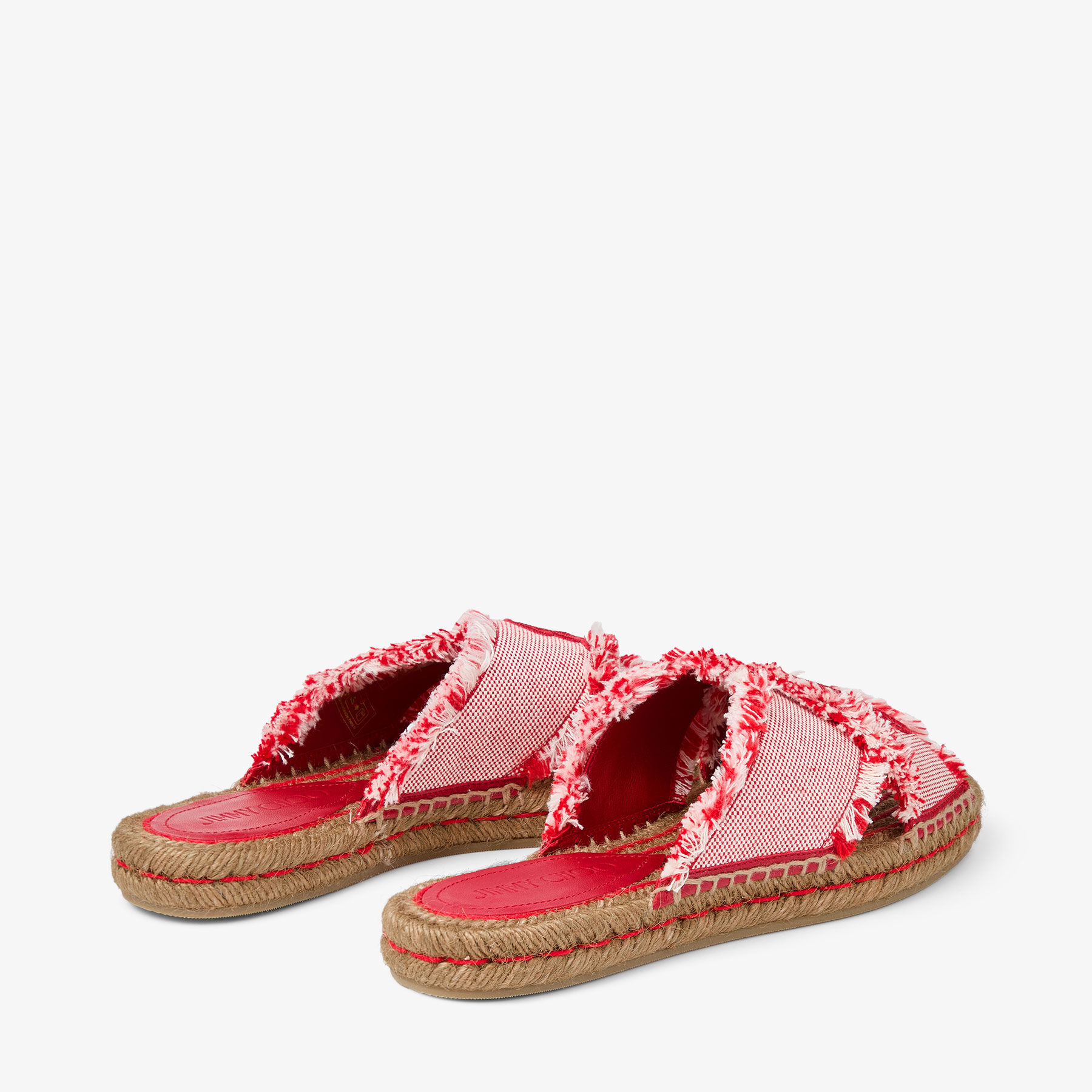 Aciel Sandal Flat | Ruby Red Mix Frayed Flecked Canvas Flat