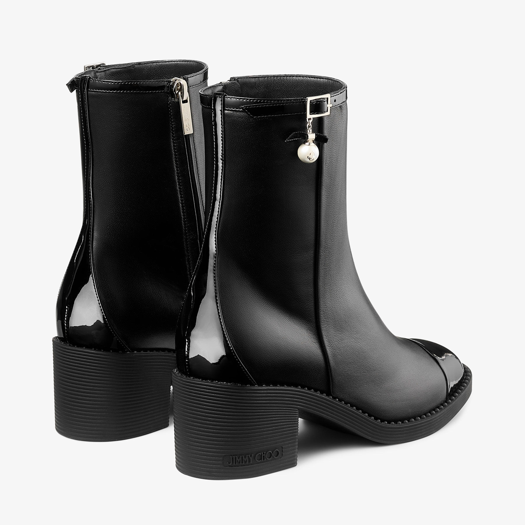 Adry Ankle Boot 60 | Black Patent and Nappa Leather Boots with