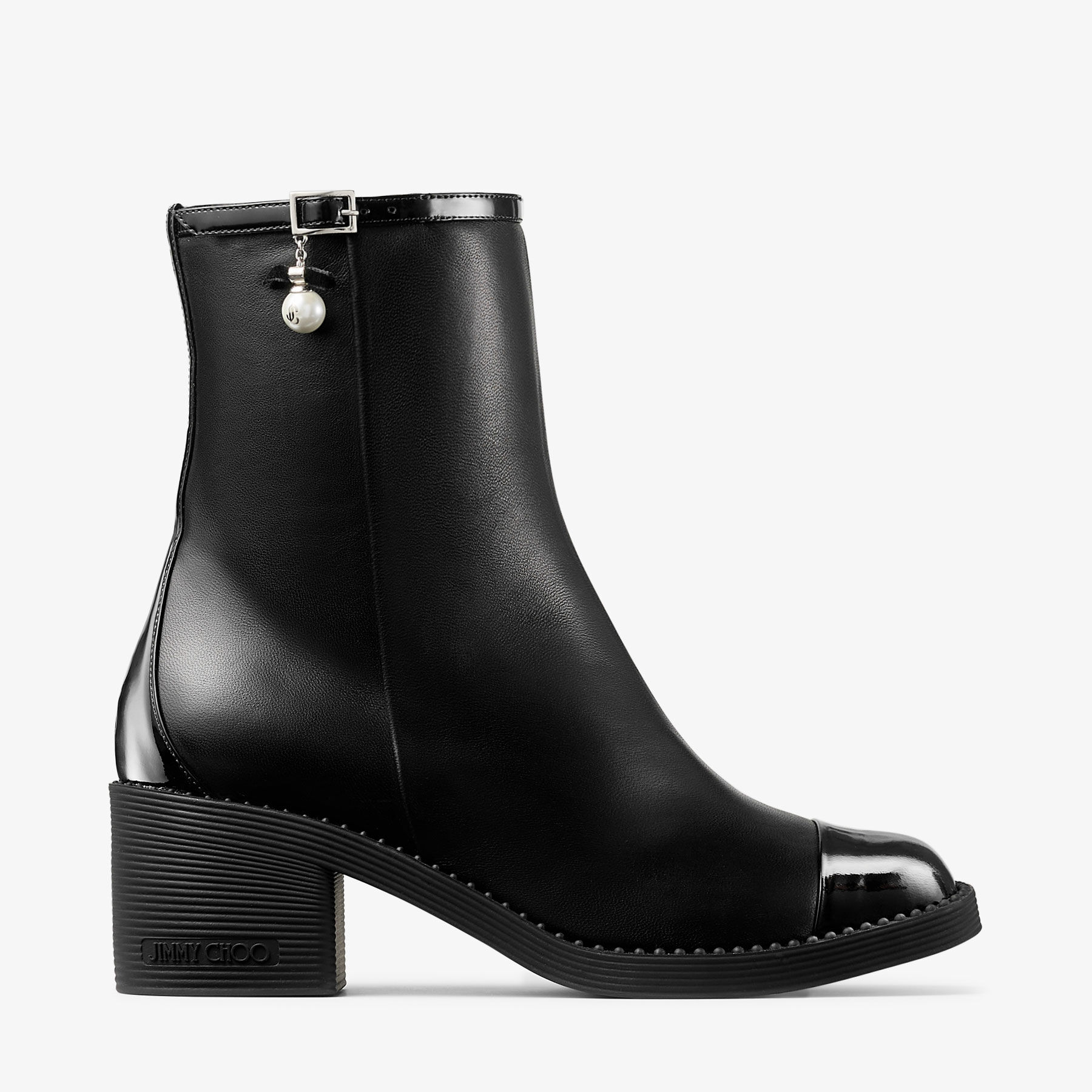 Adry Ankle Boot 60 | Black Patent and Nappa Leather Boots with
