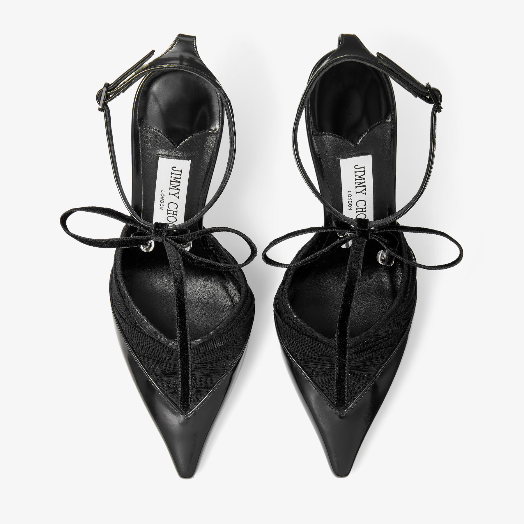 Afia Mesh 100 | Black Spazzolato and Ruched Tulle Pumps | JIMMY CHOO