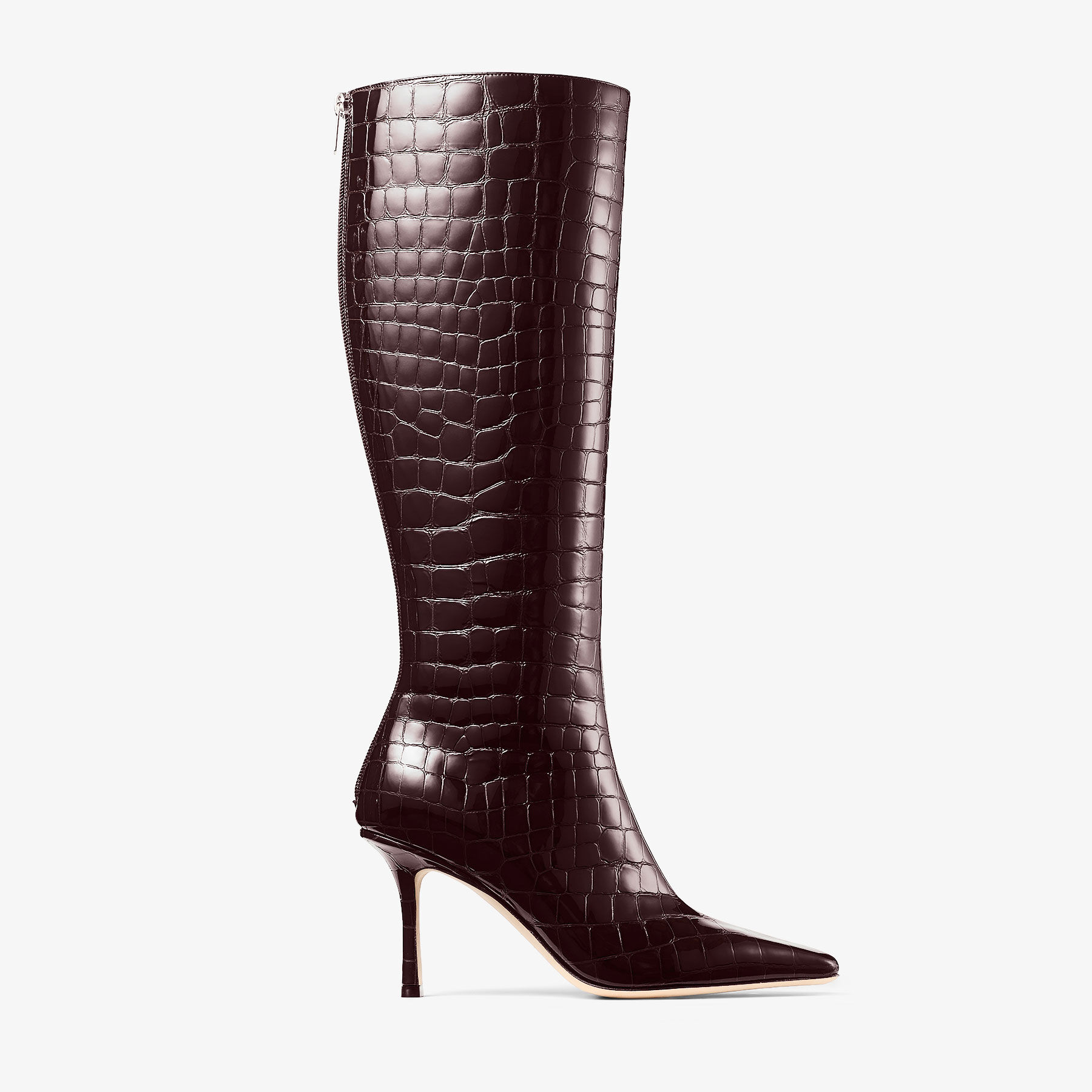 靴 Jimmy choo high heel boot Agathe Knee Boot 85 | Sambuco Shiny Croc Embossed Leather Knee