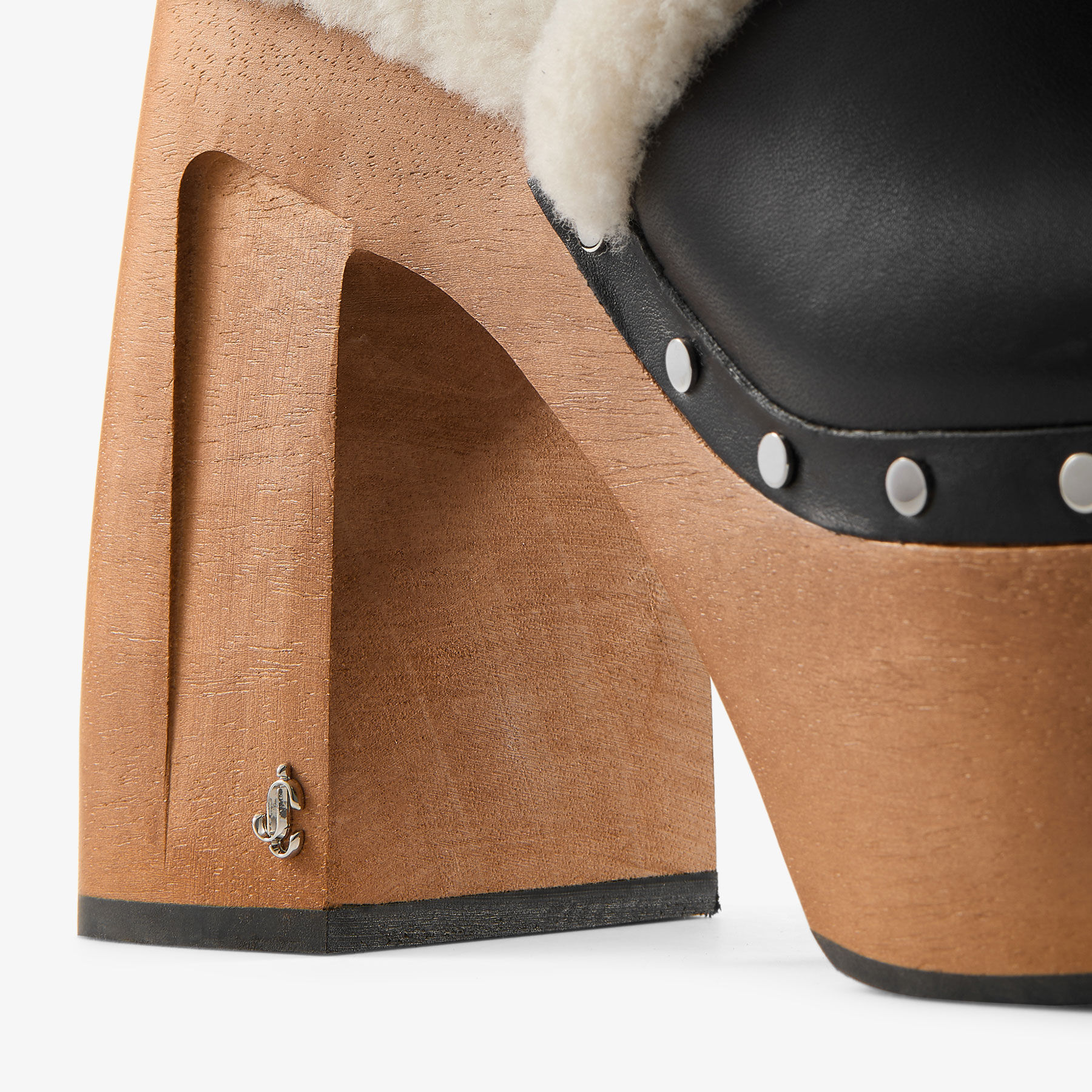 Alida Platform 135 | Black Shiny Calf Leather Slingbacks with