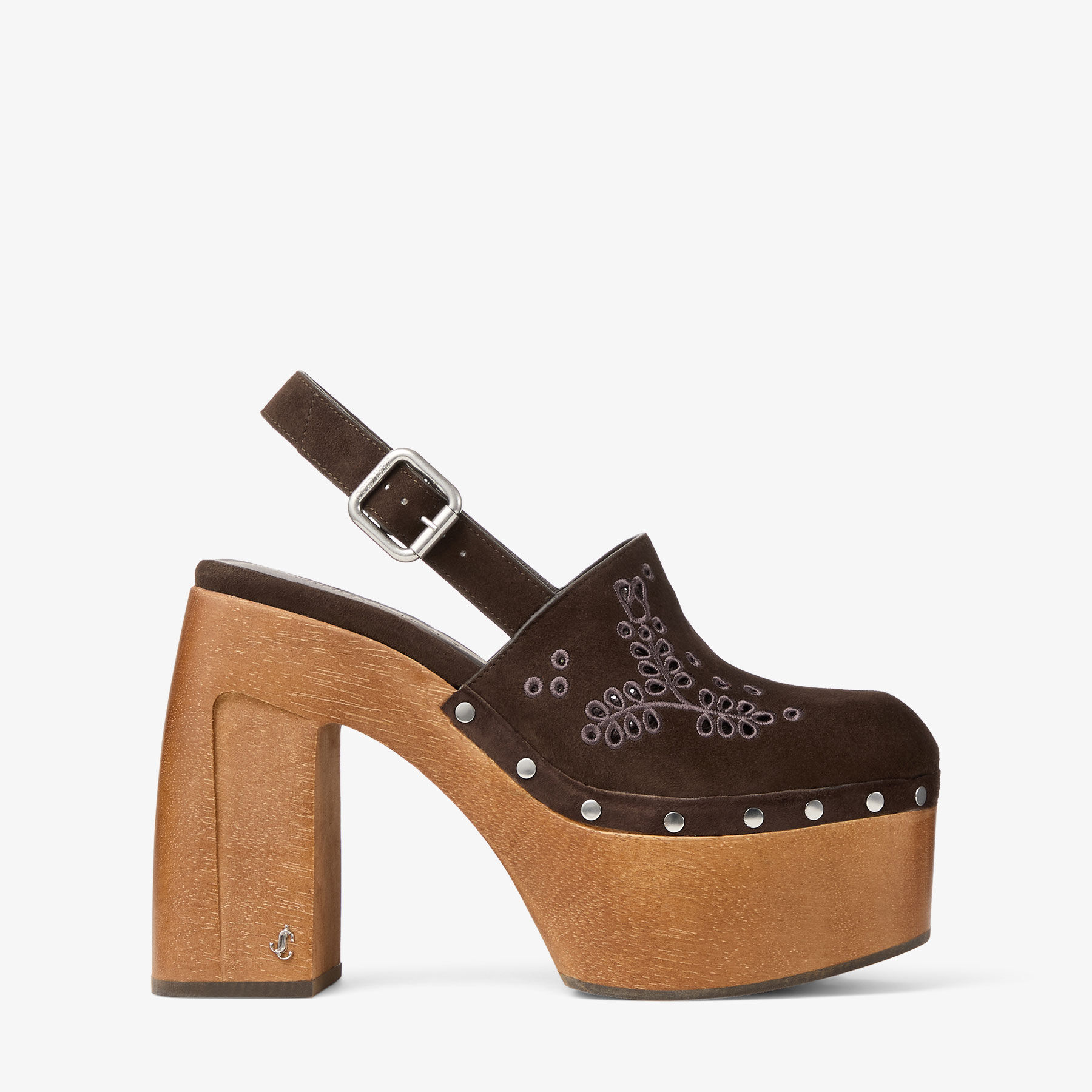 Alida Platform 135 |Suede Slingback Clog with Sangallo Embroidery