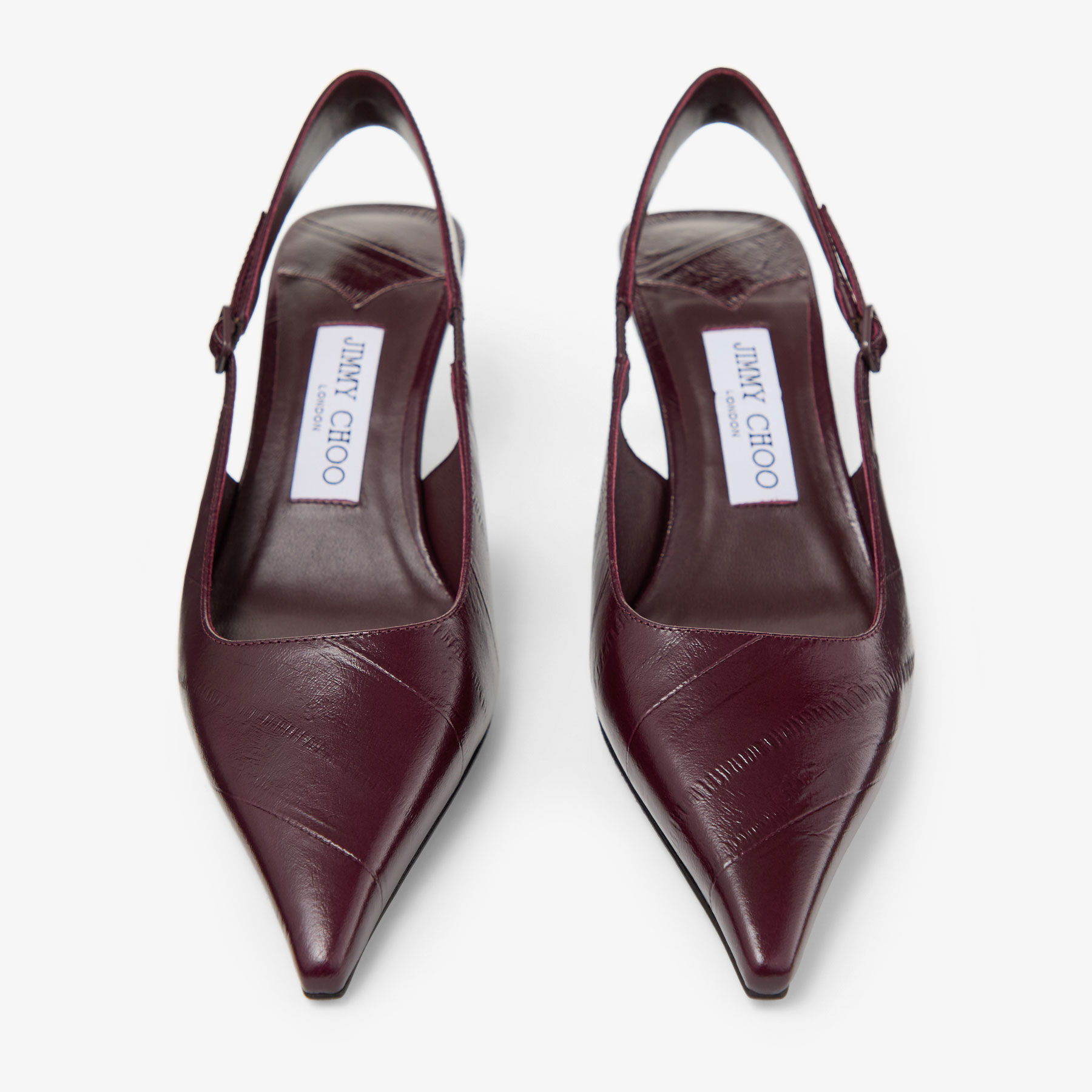 Amel 50 | Deep Merlot Eel-Printed Leather Slingbacks | JIMMY CHOO