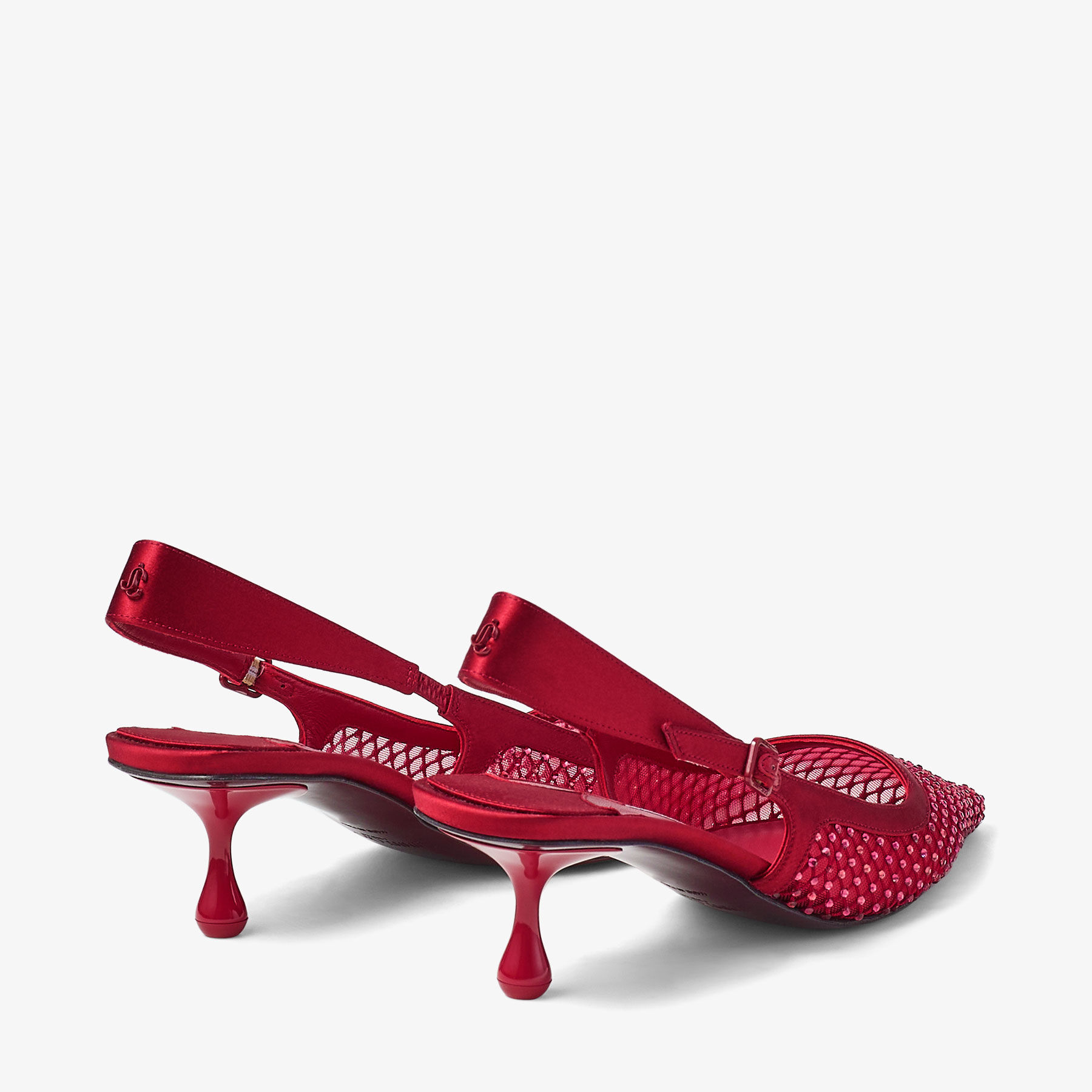 Amel 50 | Ruby Red Crystal Mesh and Satin Pumps | JIMMY CHOO