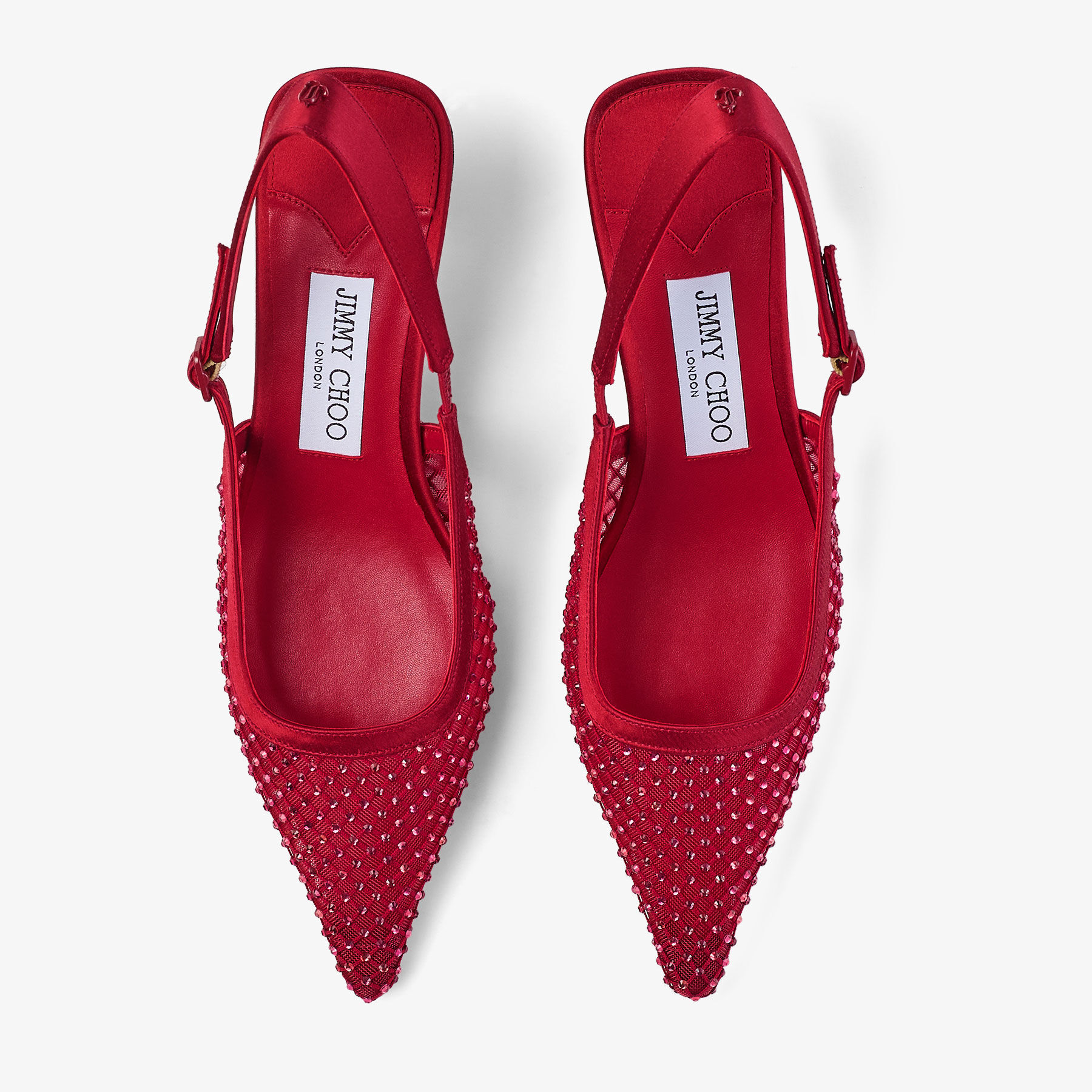 Amel 50 | Ruby Red Crystal Mesh and Satin Pumps | JIMMY CHOO