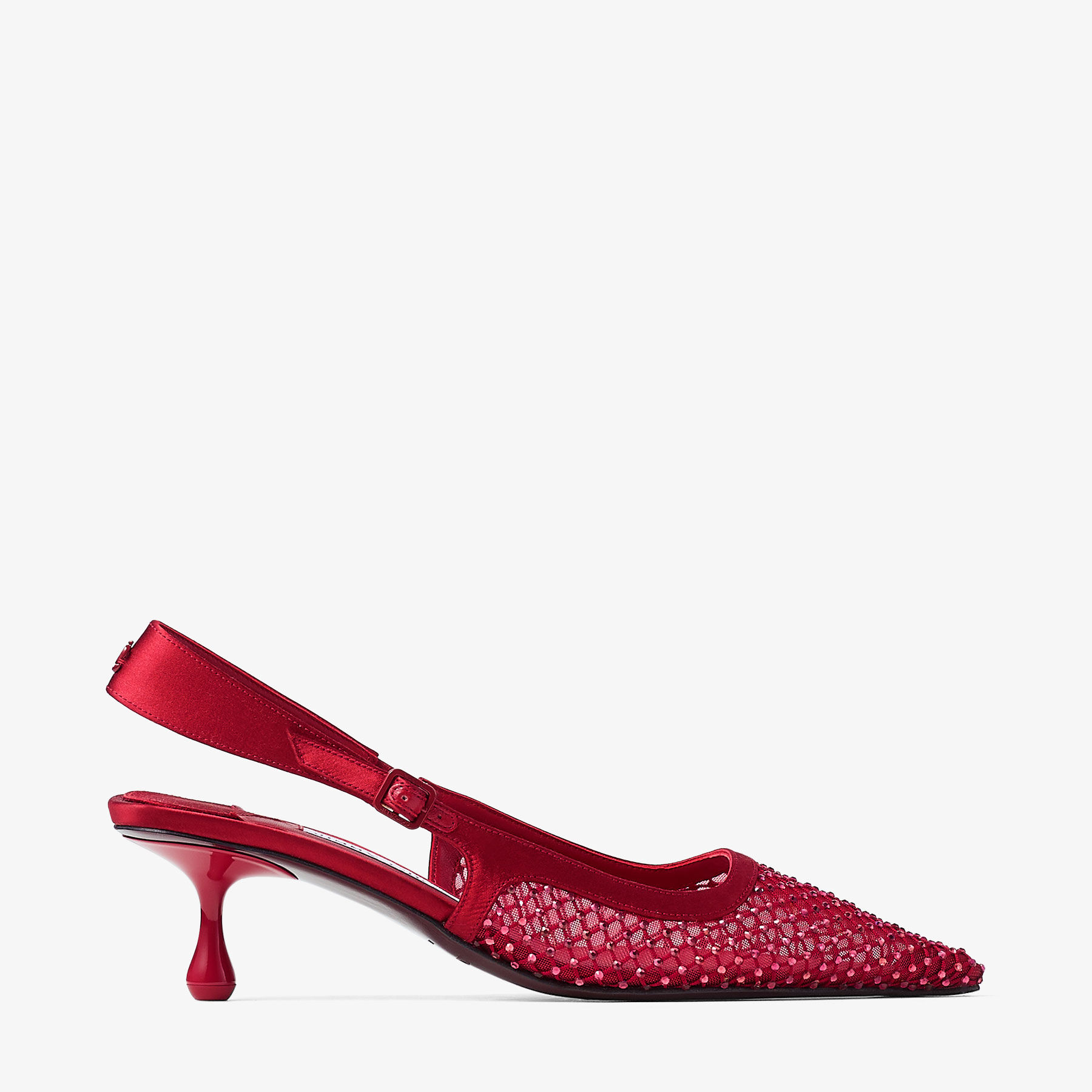 Amel 50 | Ruby Red Crystal Mesh and Satin Pumps | JIMMY CHOO