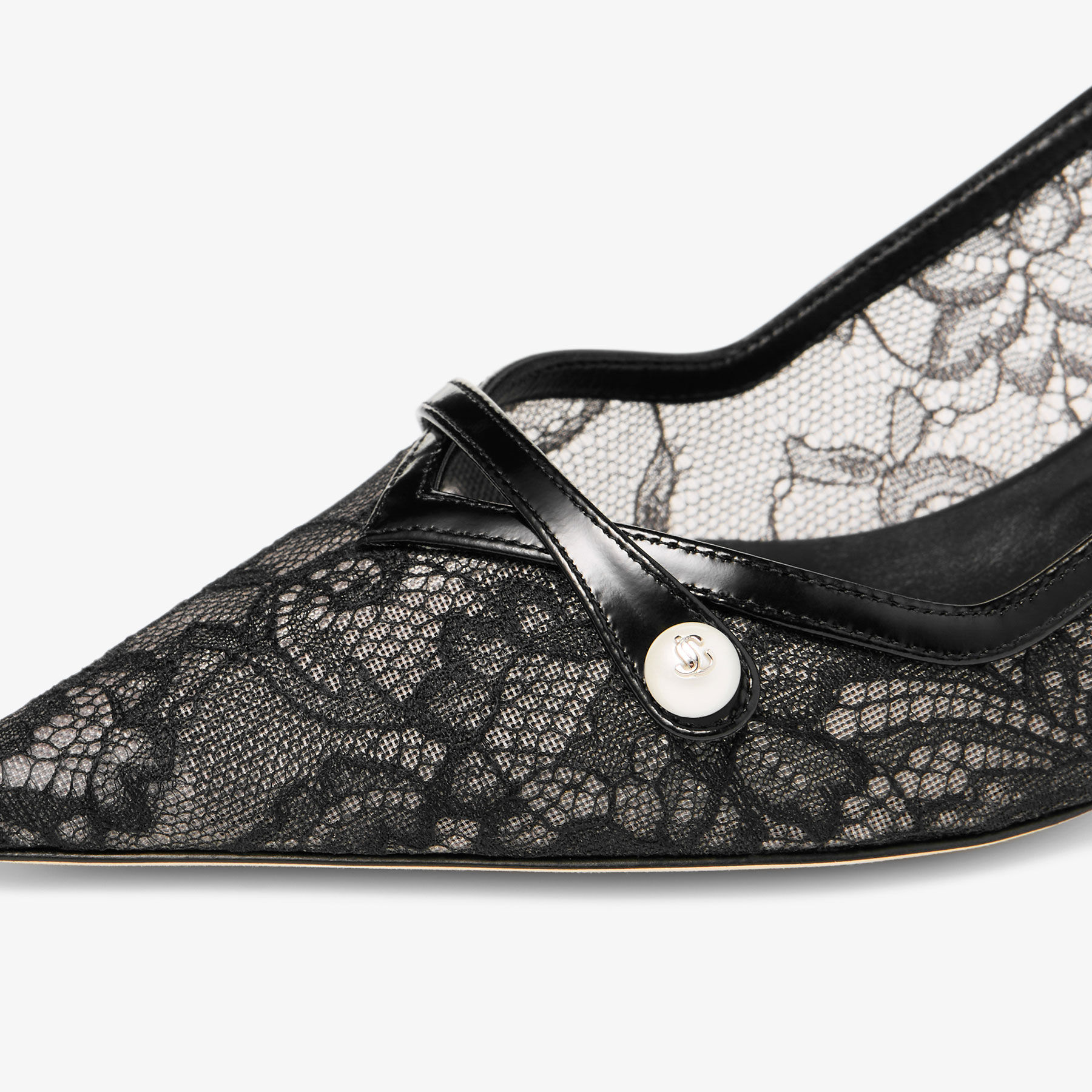 Amita 45 | Black Jimmy Choo Lace and Spazzolato Pumps | JIMMY CHOO
