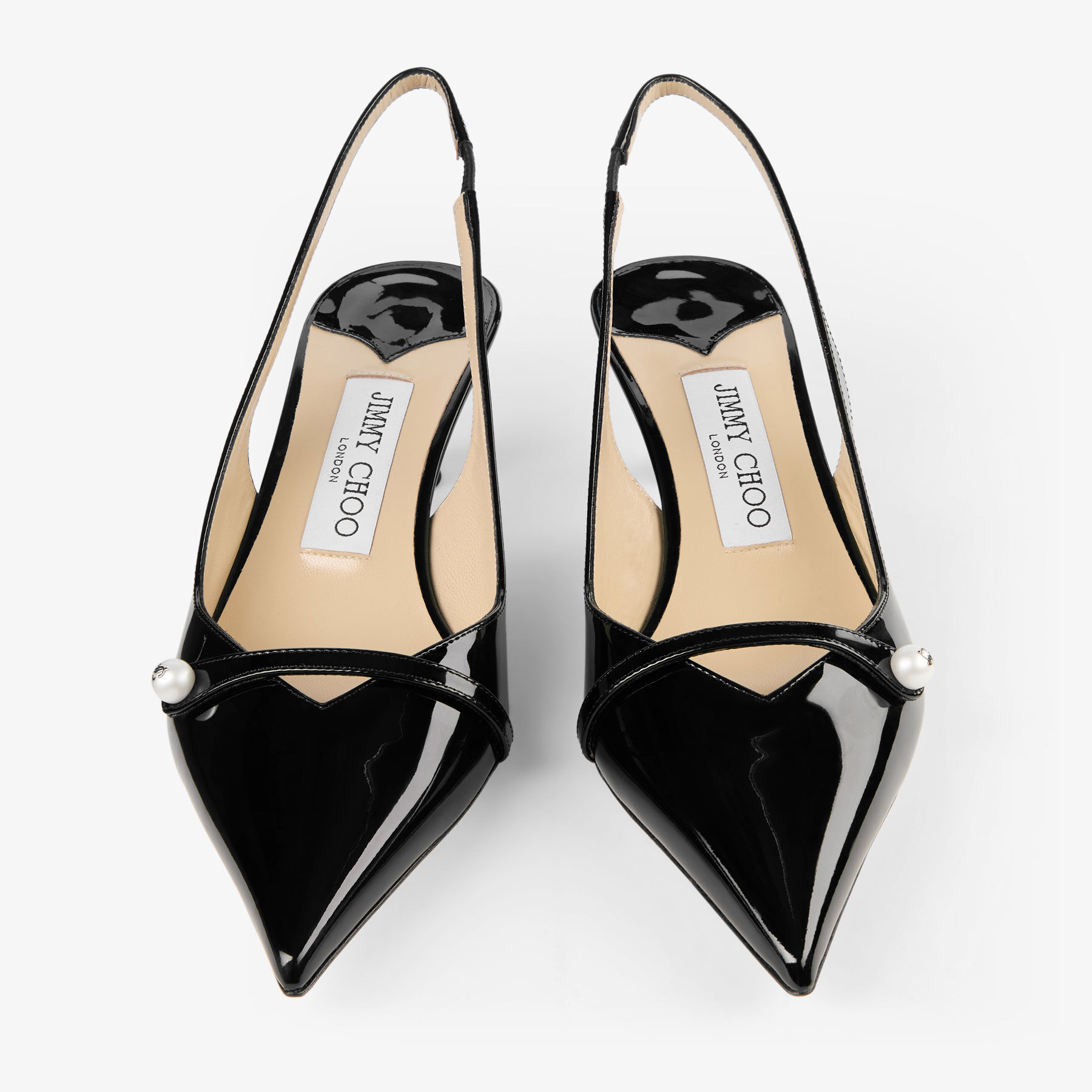 Amita 45 | Black Patent Leather Slingbacks | JIMMY CHOO