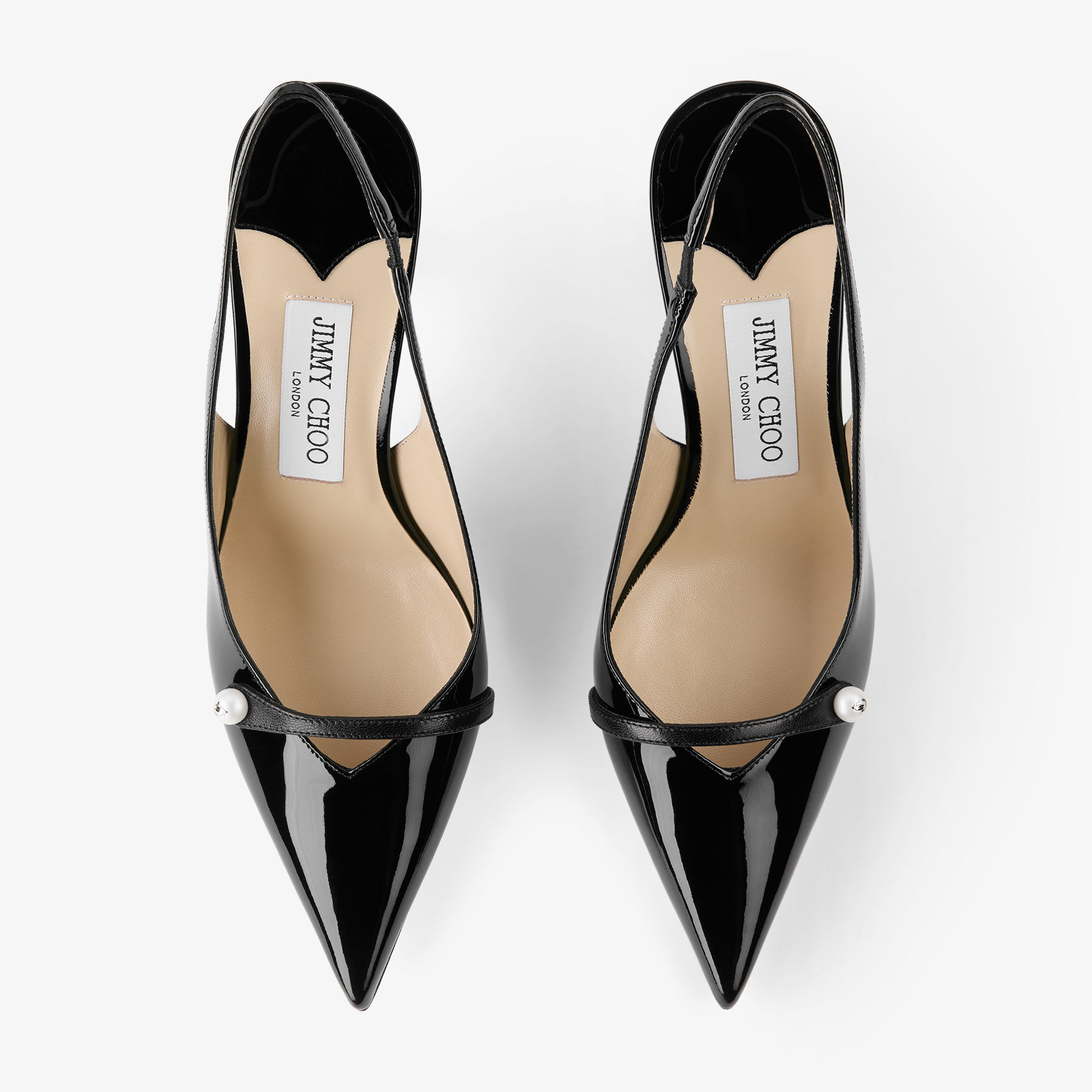 Amita 85 | Black Patent Nappa Leather Slingbacks | JIMMY CHOO US