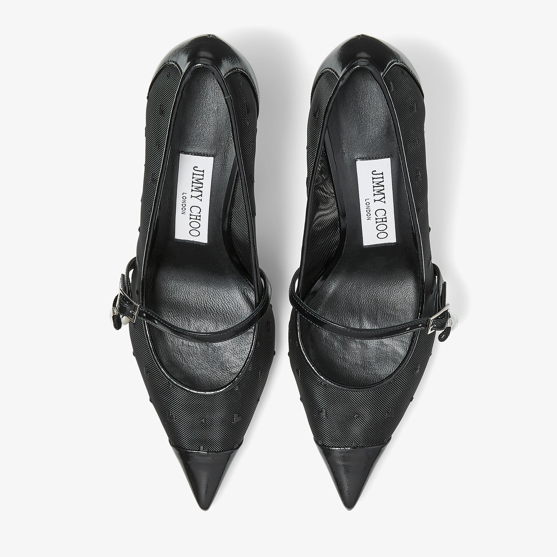 Aren Pump 65 | Black Spazzolato and Heart Mesh Pumps with