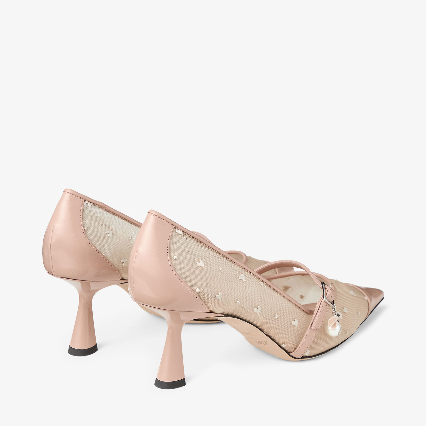 Aren Pump 65 | Macaron Leather and Heart Mesh Pumps with Pearl