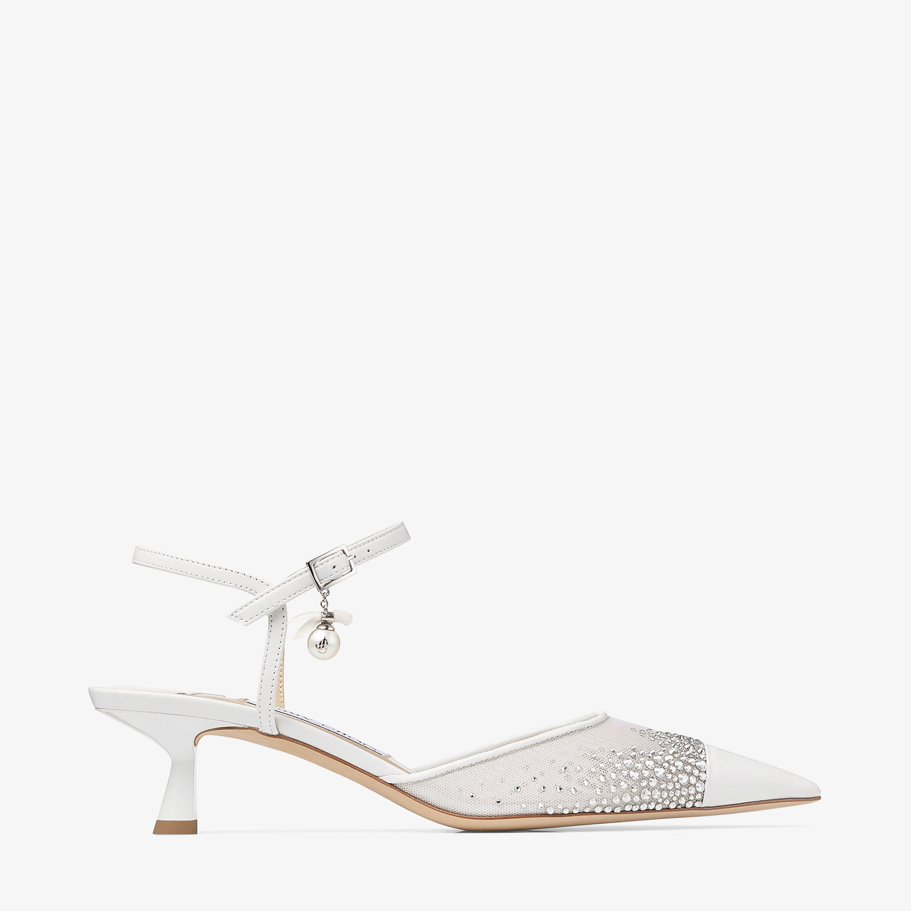 Aren Sling Back 45 | White Crystal Mesh Slingbacks with Aren Sling Back 45 | White Crystal Mesh Slingbacks with