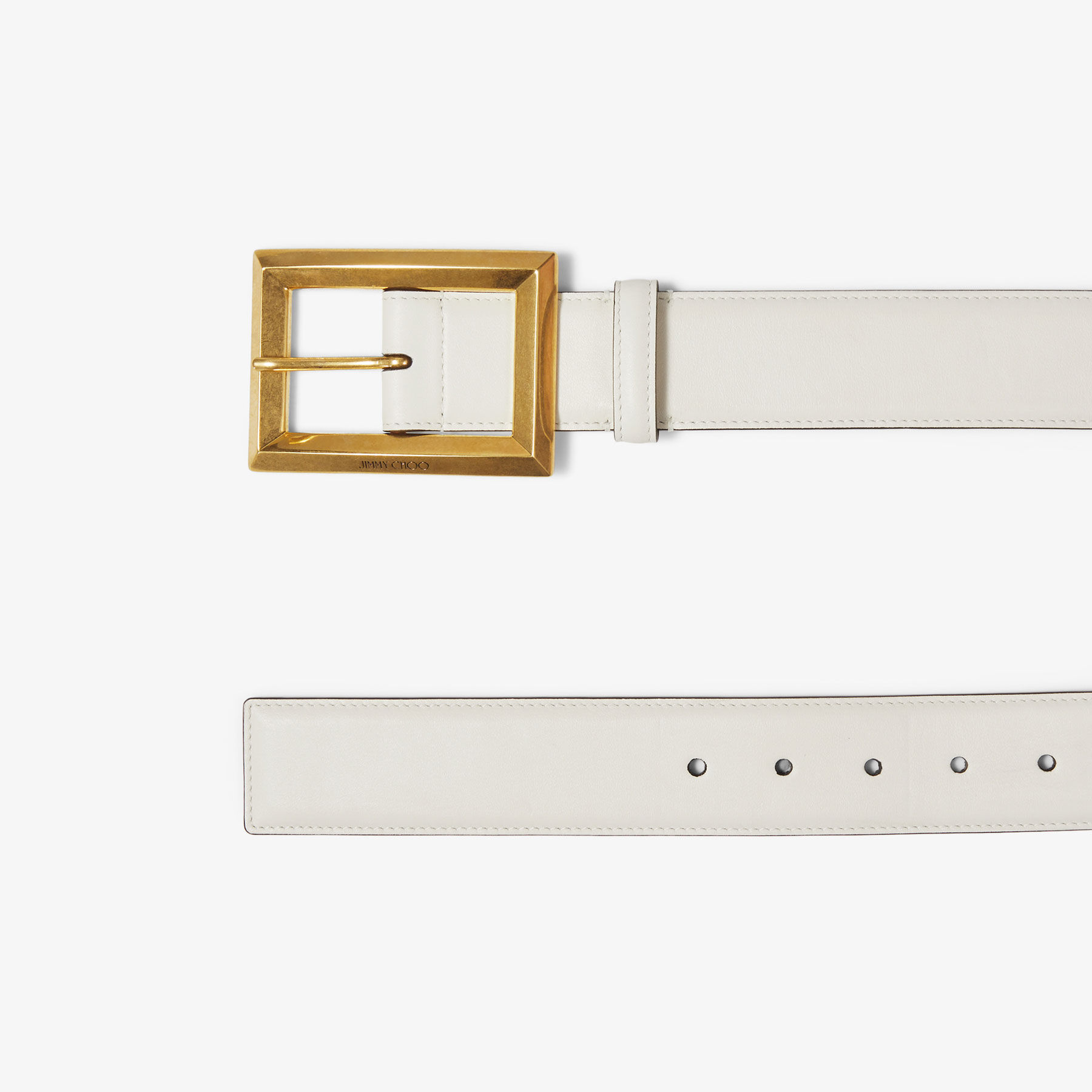 Jimmy Choo ホワイトレザー ベルト MINI HELINA | Latte Smooth Leather Mini Belt | Autumn Collection