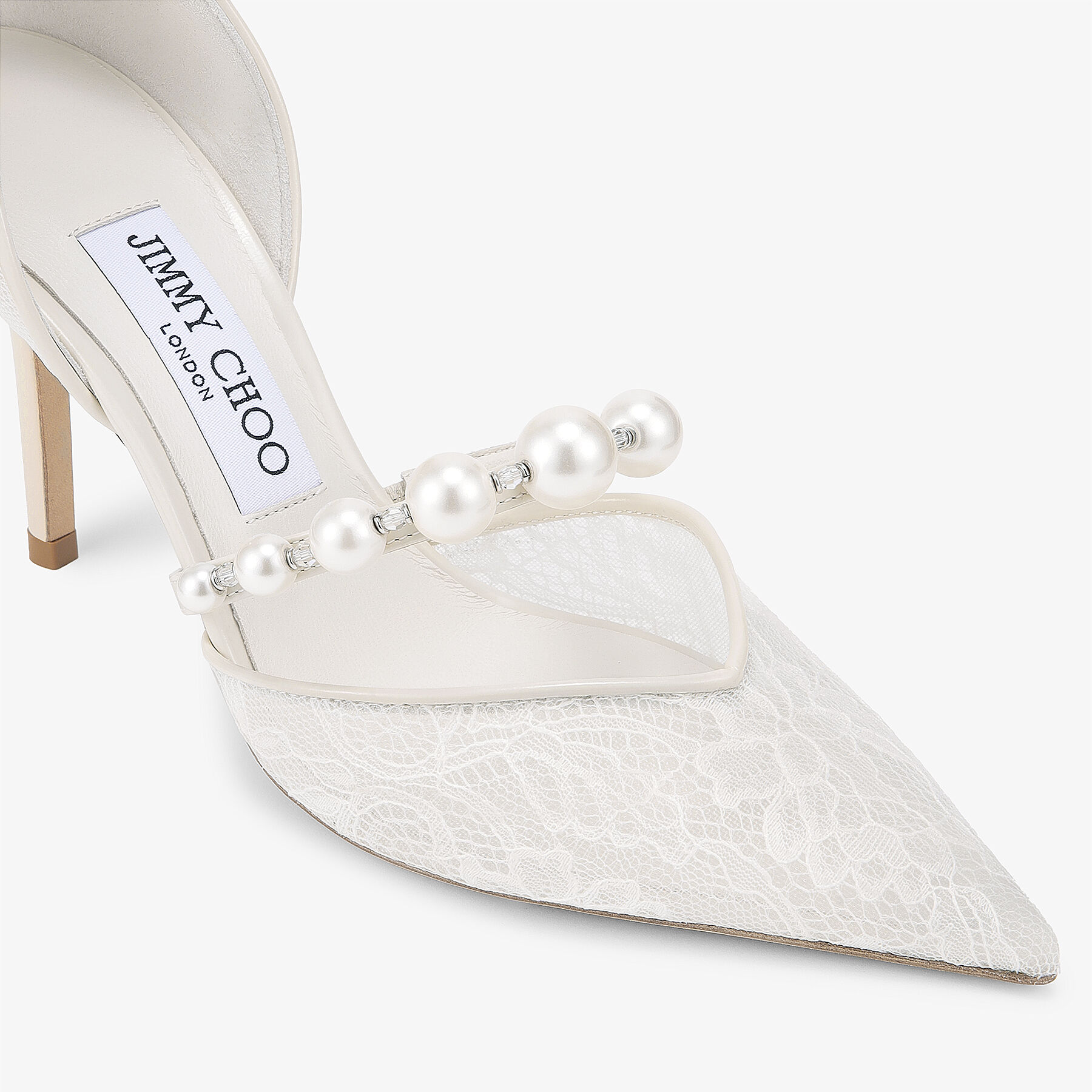 Aurelie 85 | Ivory Jimmy Choo Lace Pumps with Pearl Embellishment