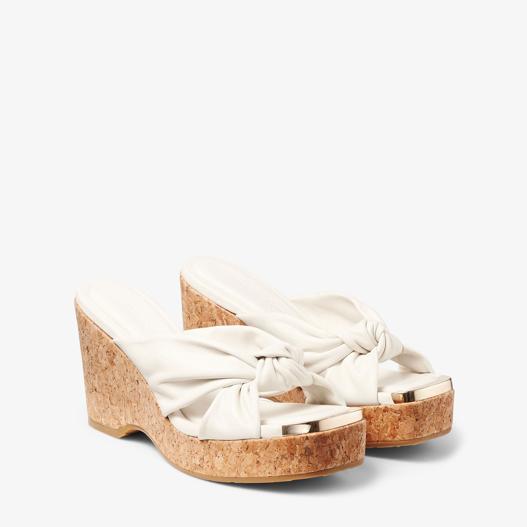 AVENUE WEDGE 110 | Latte Nappa Leather Wedge Mules | Summer