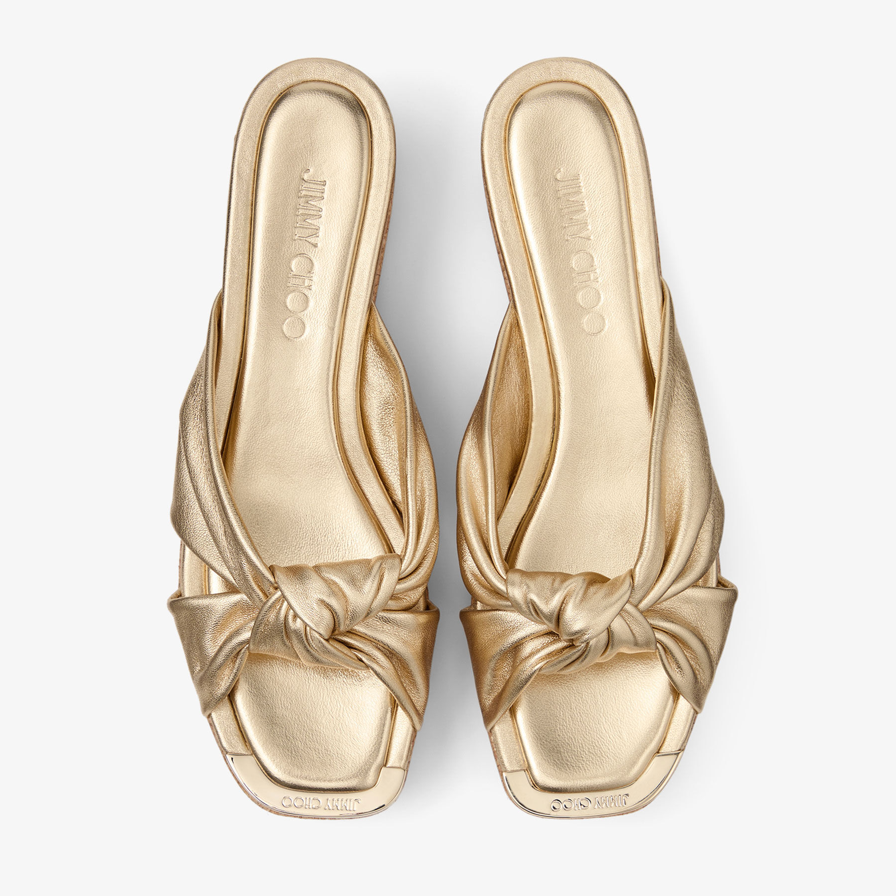 Avenue Wedge 50 | Gold Metallic Nappa Wedge Mules | JIMMY CHOO
