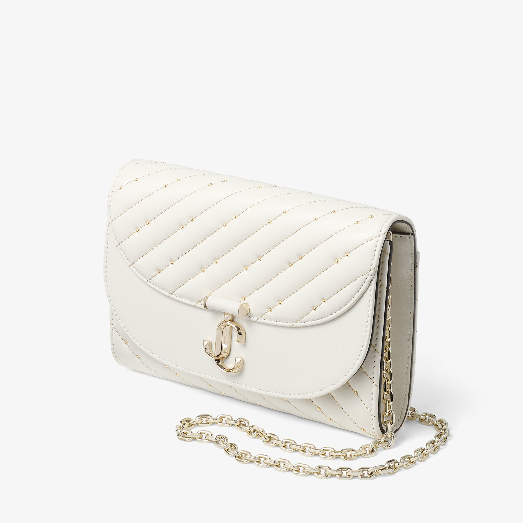 Avenue Curve Clutch | Latte Quilted Nappa Leather Clutch Bag