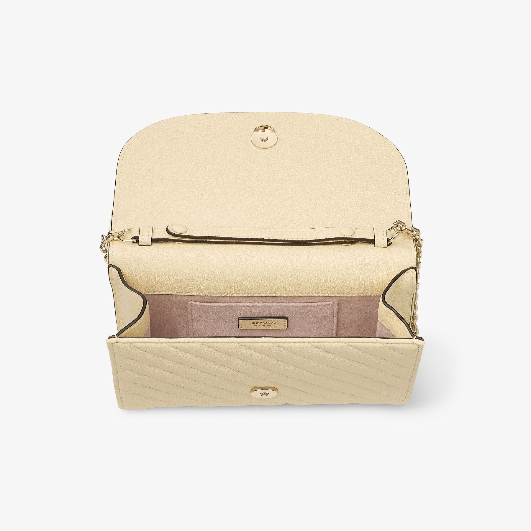 JIMMY CHOO バッグ　シャンパンゴールド Bon Bon | Yellow Buttermilk Biker Leather Bag With Pearl