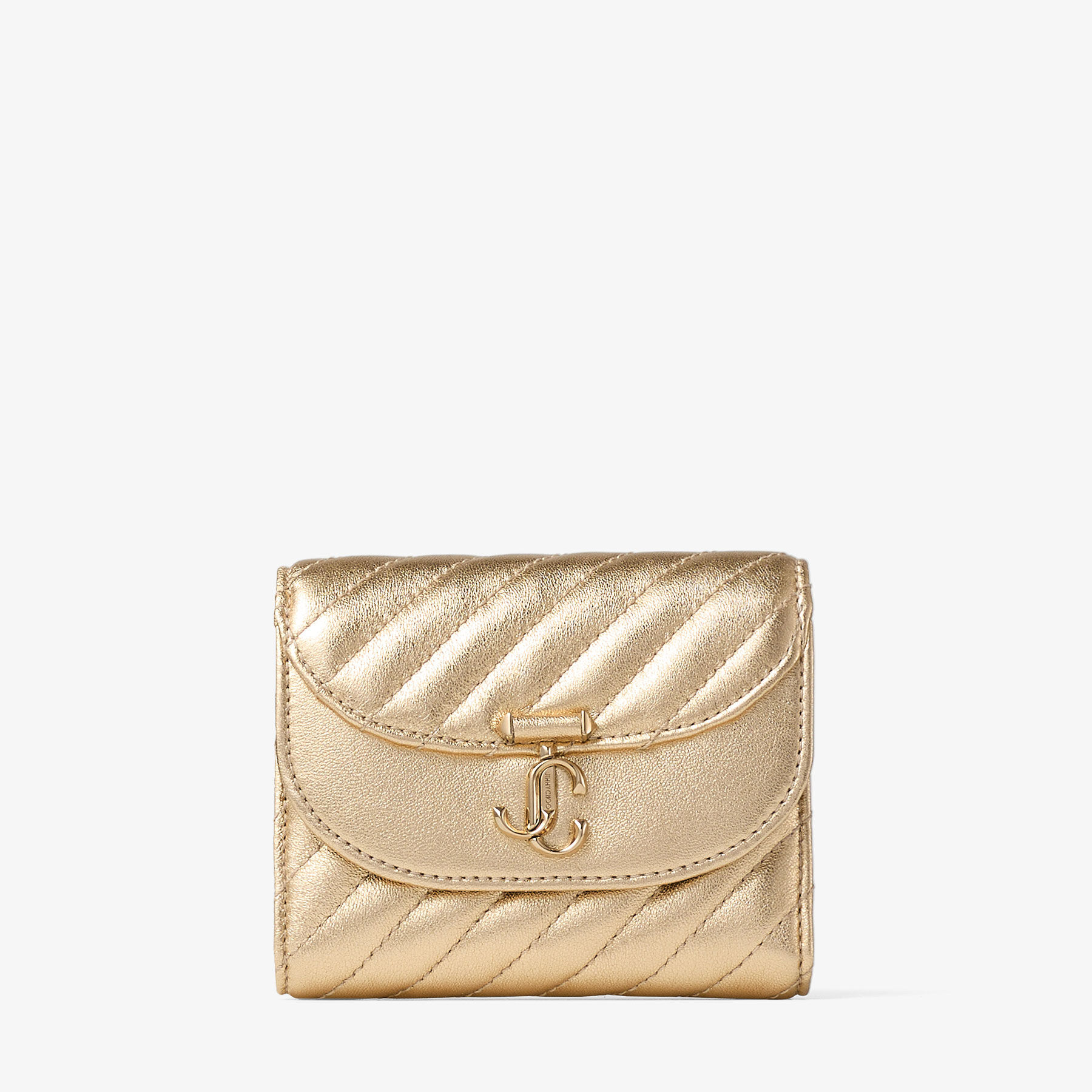 JIMMY CHOO☆財布 Curve Marinda | Gold Quilted Metallic Nappa Leather Wallet | JIMMY