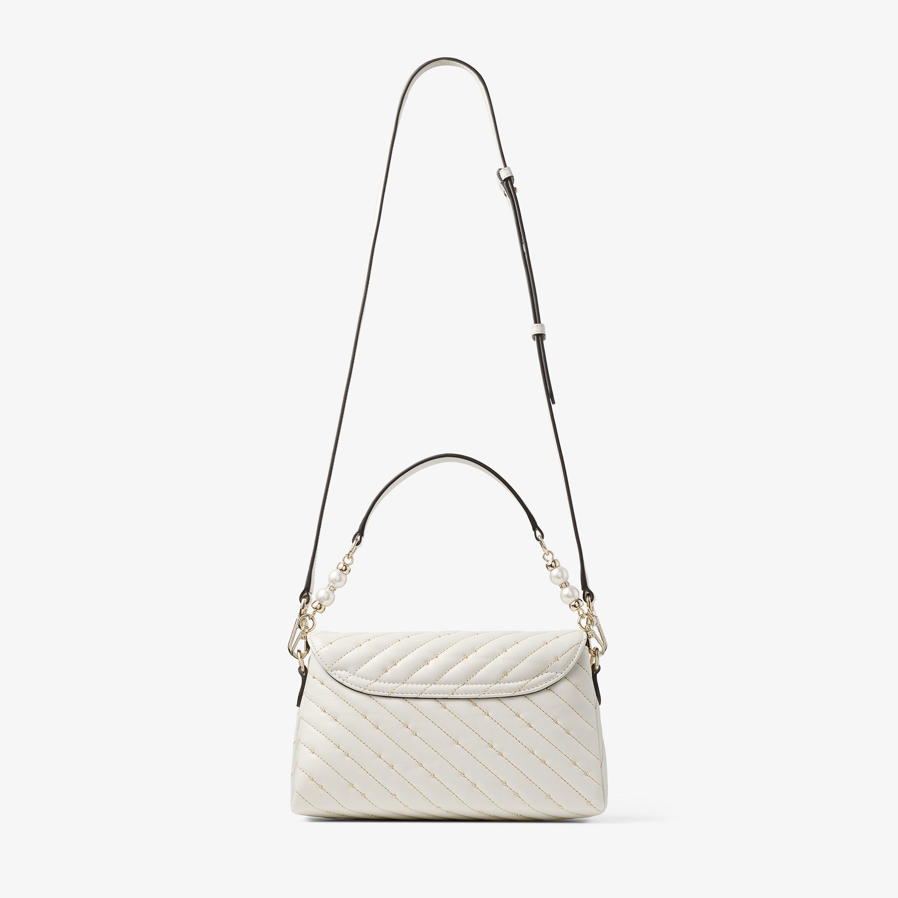 Avenue Curve Top Handle | Latte Quilted Nappa Leather Top Handle
