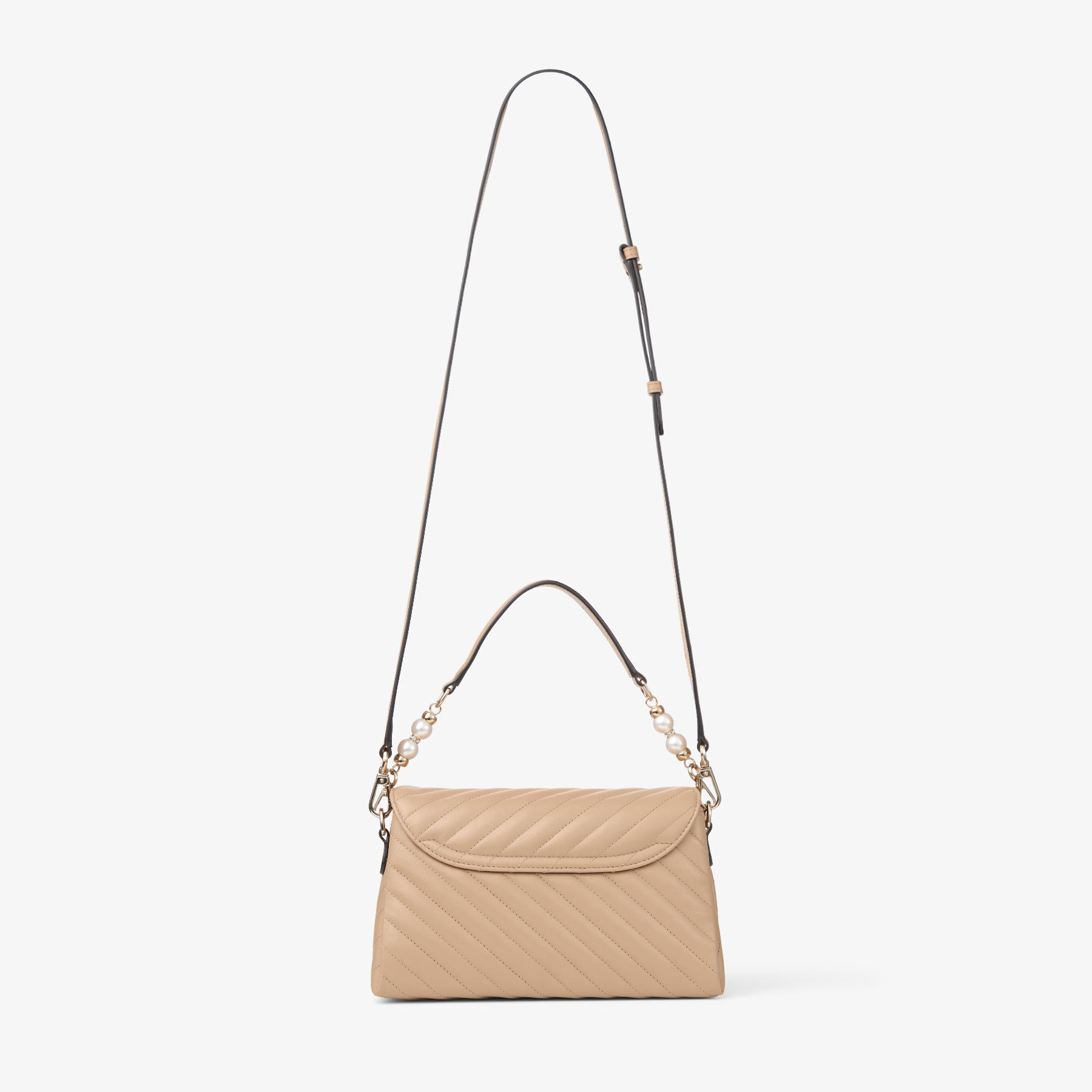 Curve Top Handle | Chai Quilted Biker Leather Top Handle Bag with