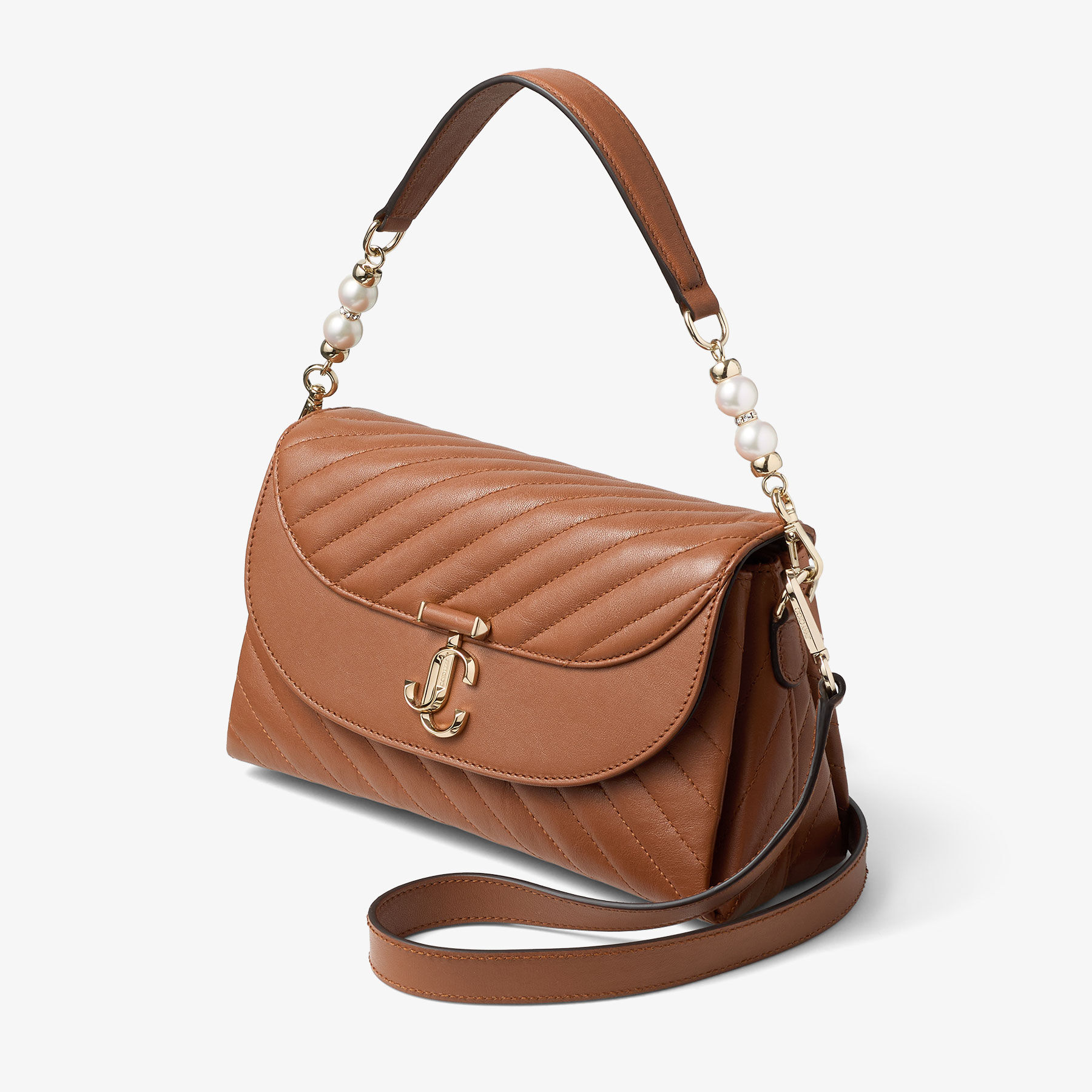 Avenue Curve Top Handle | Tan Quilted Biker Leather Top Handle Bag