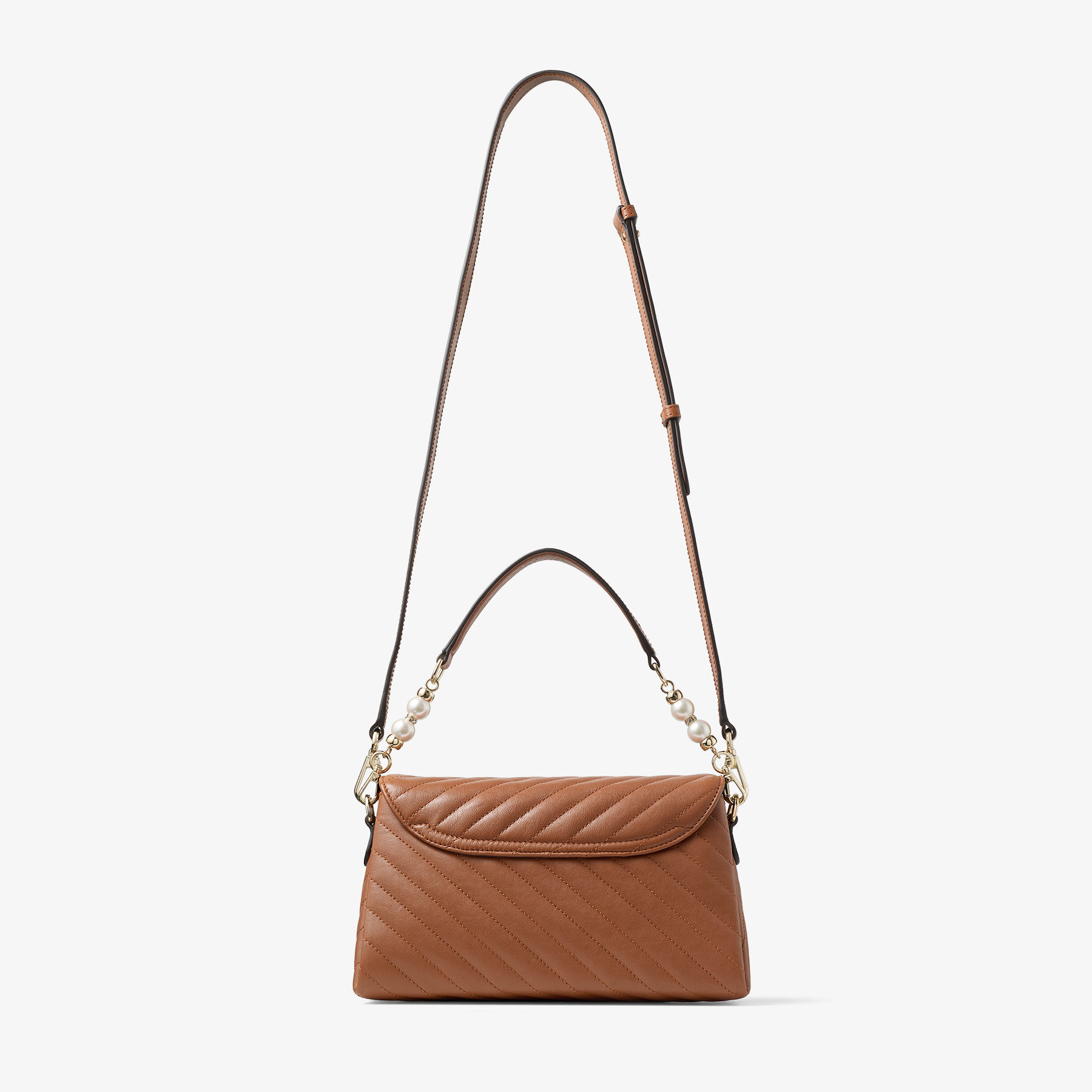 Avenue Curve Top Handle | Tan Quilted Biker Leather Top Handle Bag