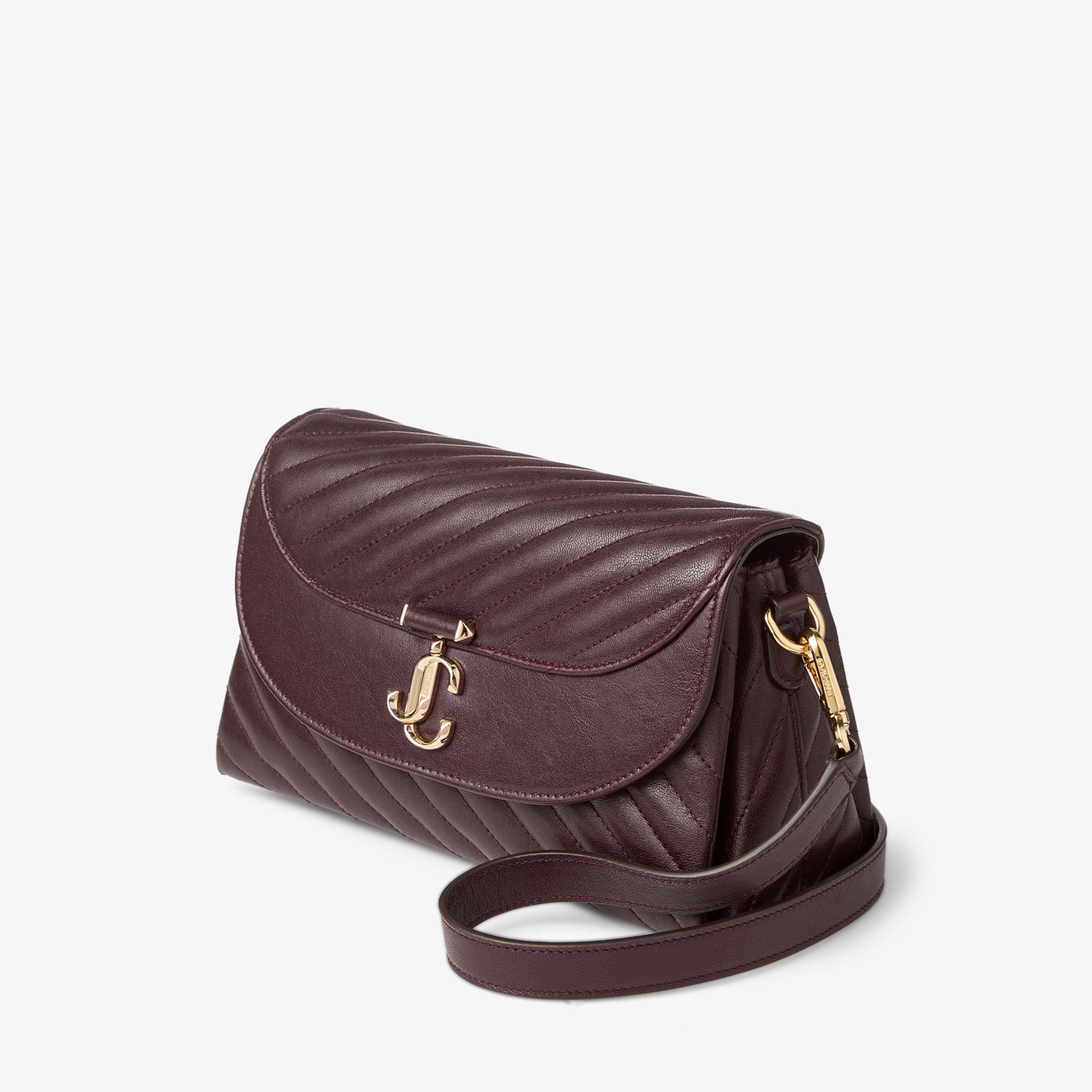 Curve Top Handle | Deep Merlot Quilted Biker Leather Crossbody Bag