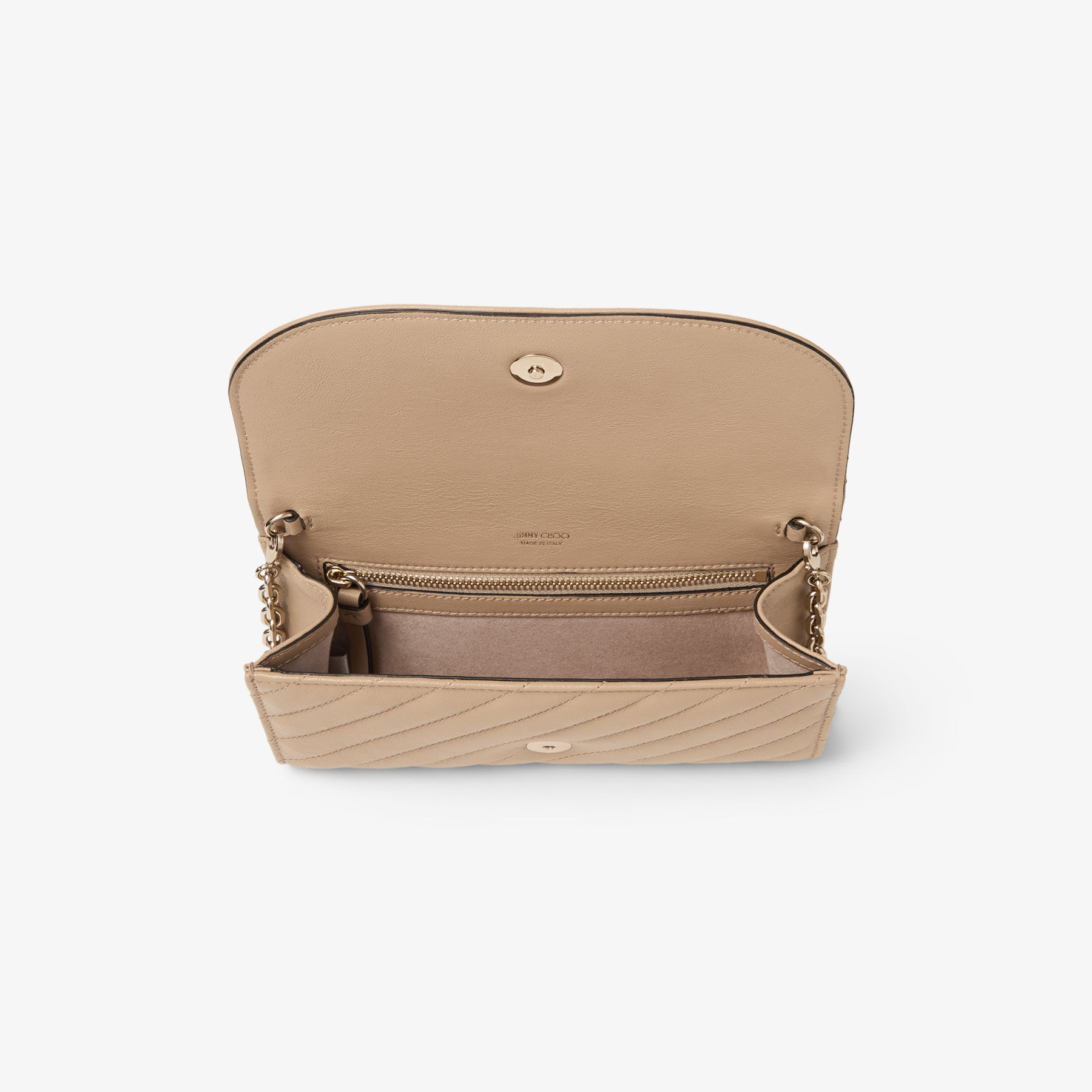 Curve Wallet With Chain | Chai Quilted Biker Leather Wallet with