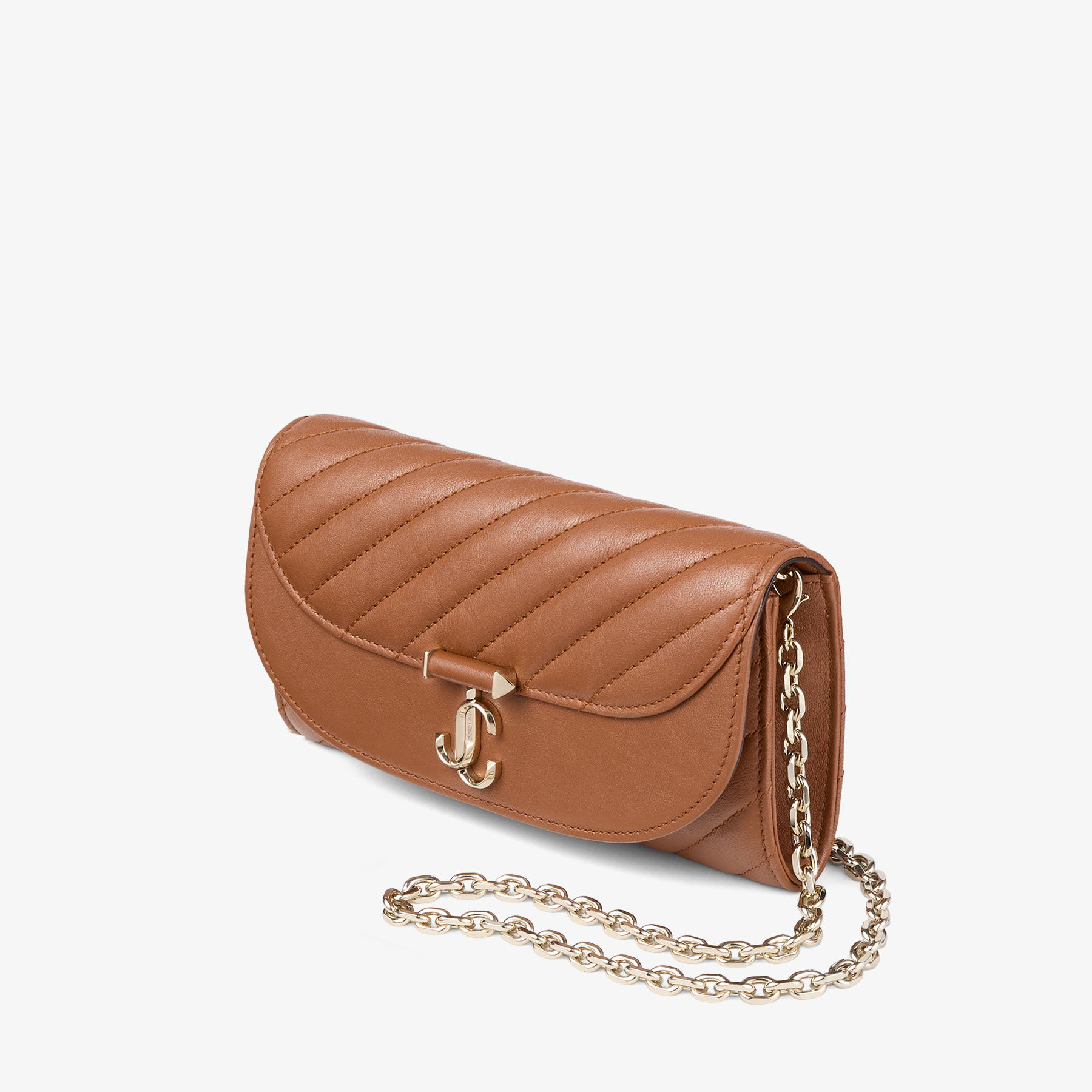 Avenue Curve Wallet With Chain | Tan Quilted Biker Leather Wallet