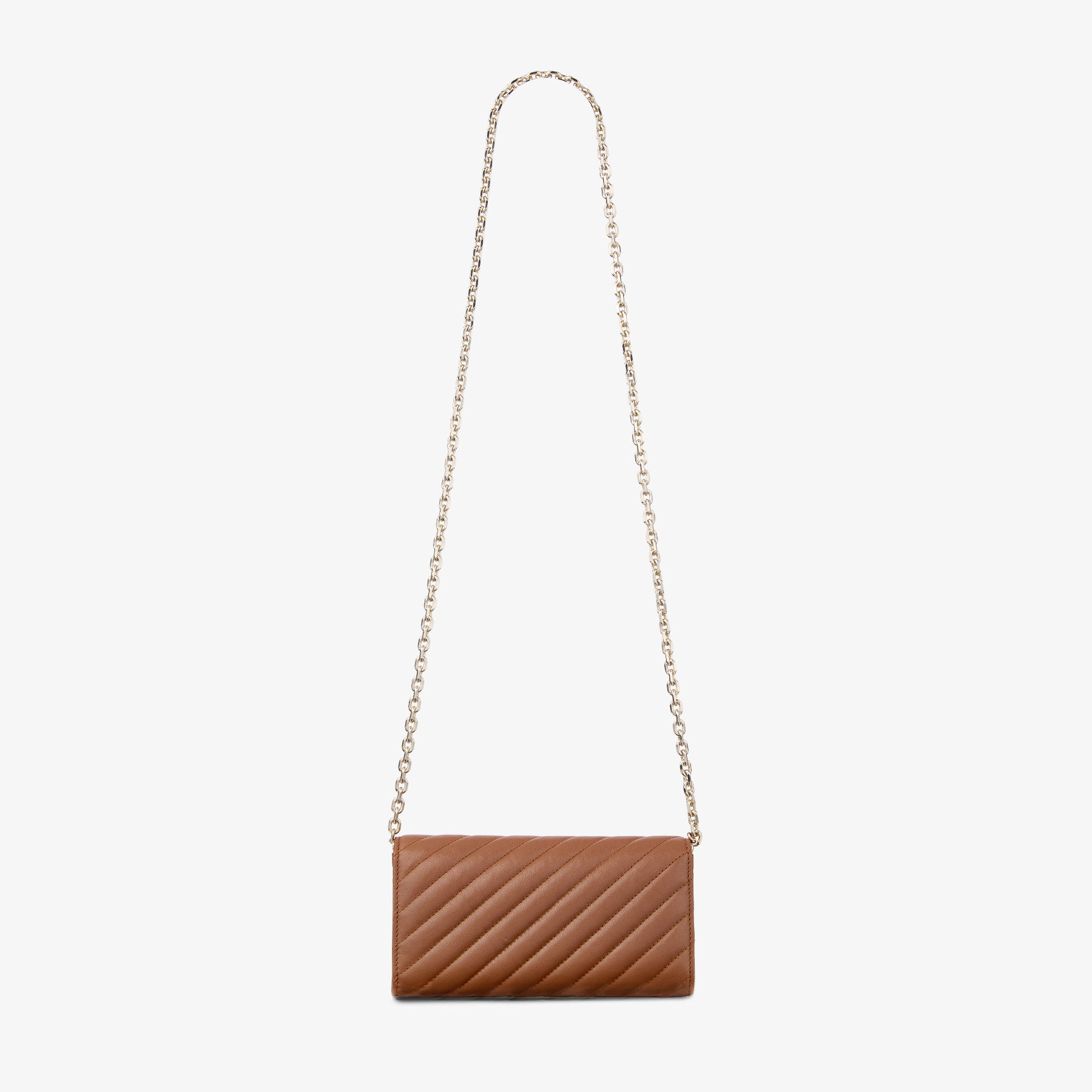 Avenue Curve Wallet With Chain | Tan Quilted Biker Leather Wallet