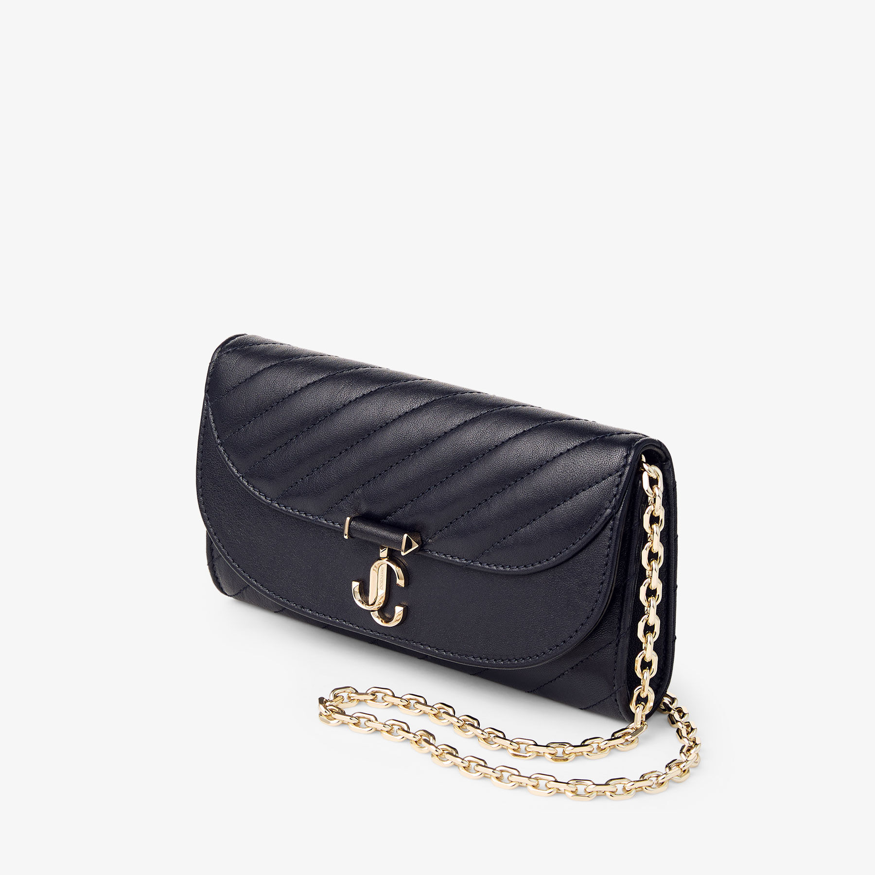 Curve Wallet With Chain | Marine Quilted Biker Leather Wallet with