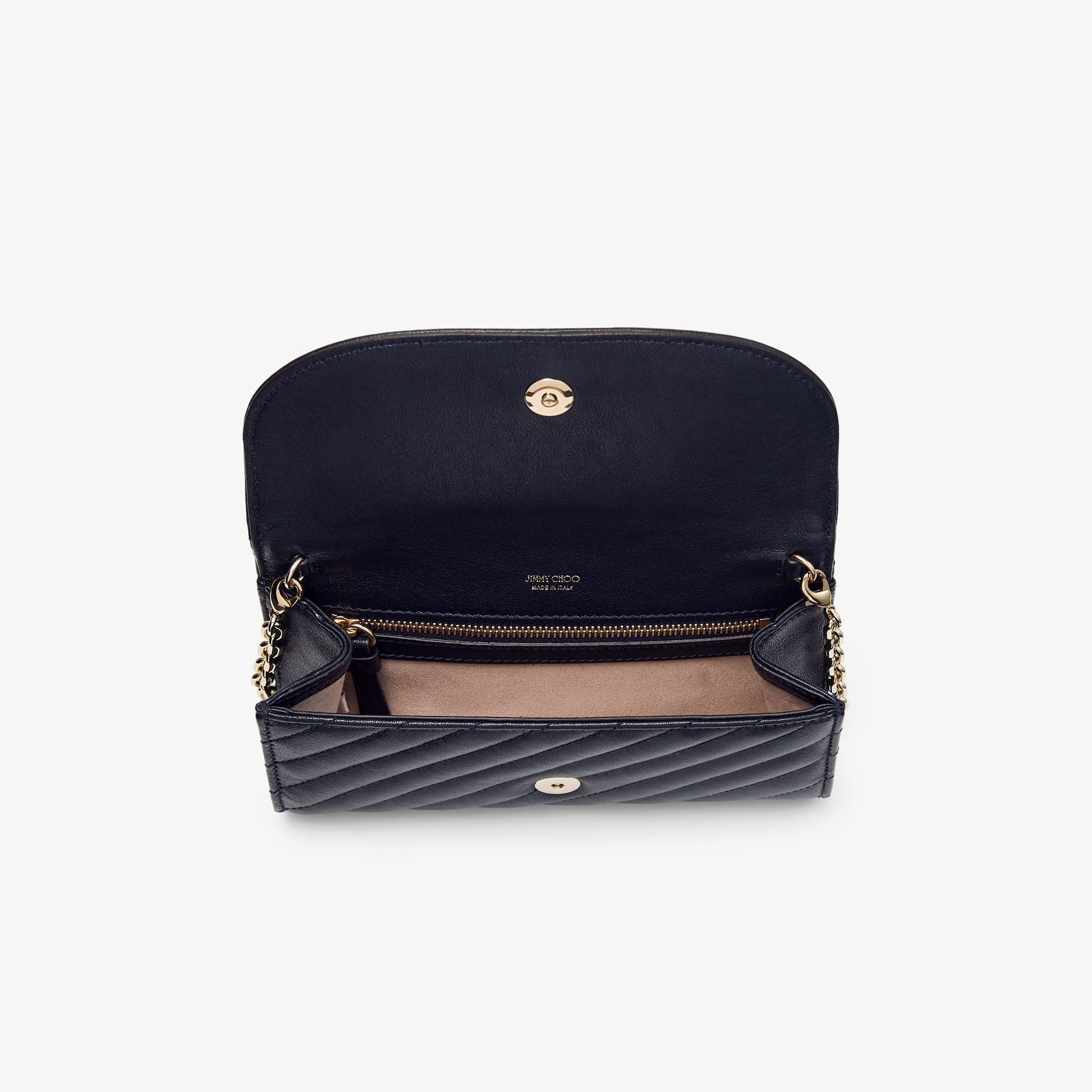 Curve Wallet With Chain | Marine Quilted Biker Leather Wallet with