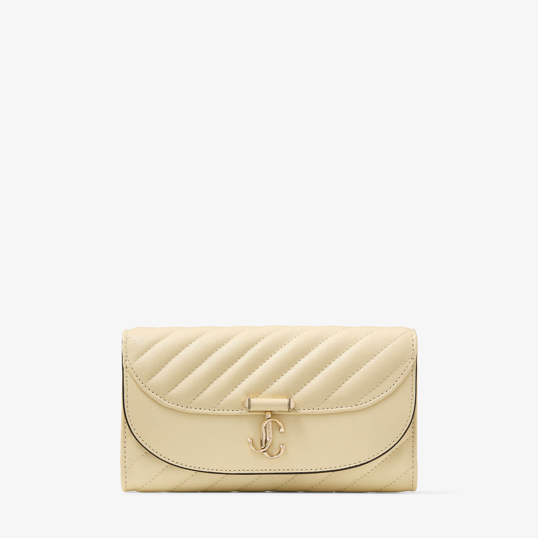 Curve Wallet With Chain | Buttermilk Quilted Biker Leather Wallet
