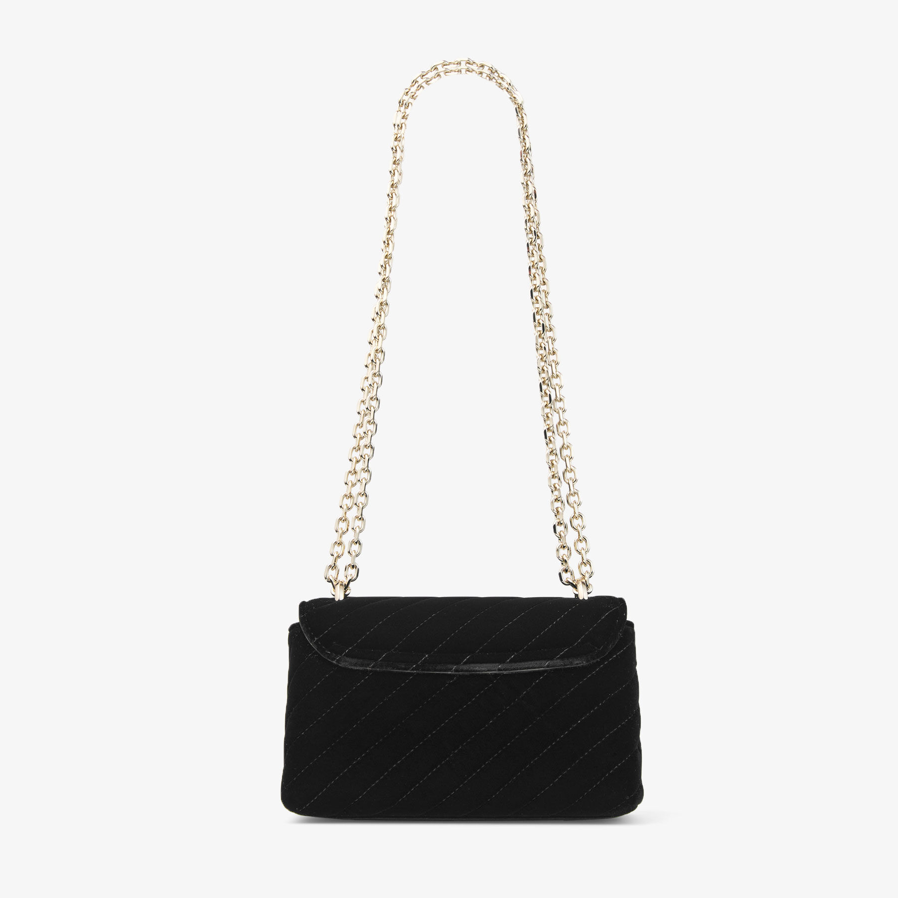 Curve Cross Body Small | Black Quilted Velvet Crossbody Bag with