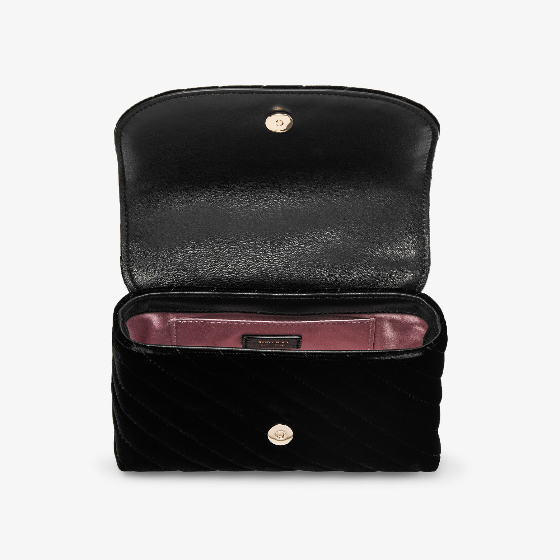 Curve Cross Body Small | Black Quilted Velvet Crossbody Bag with