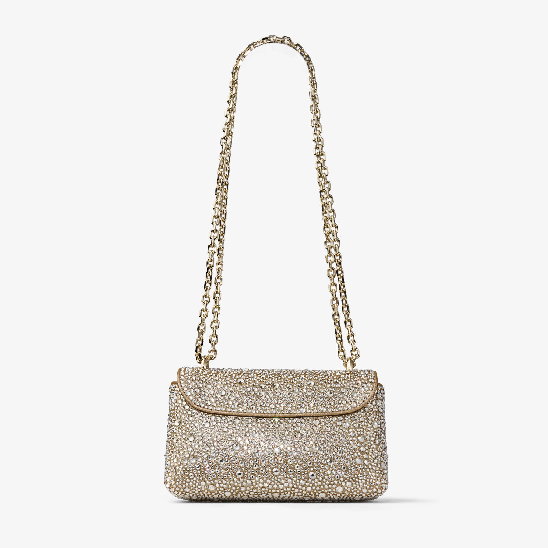 Curve Crossbody S | Gold Shimmer Suede Crossbody Bag with Hotfix